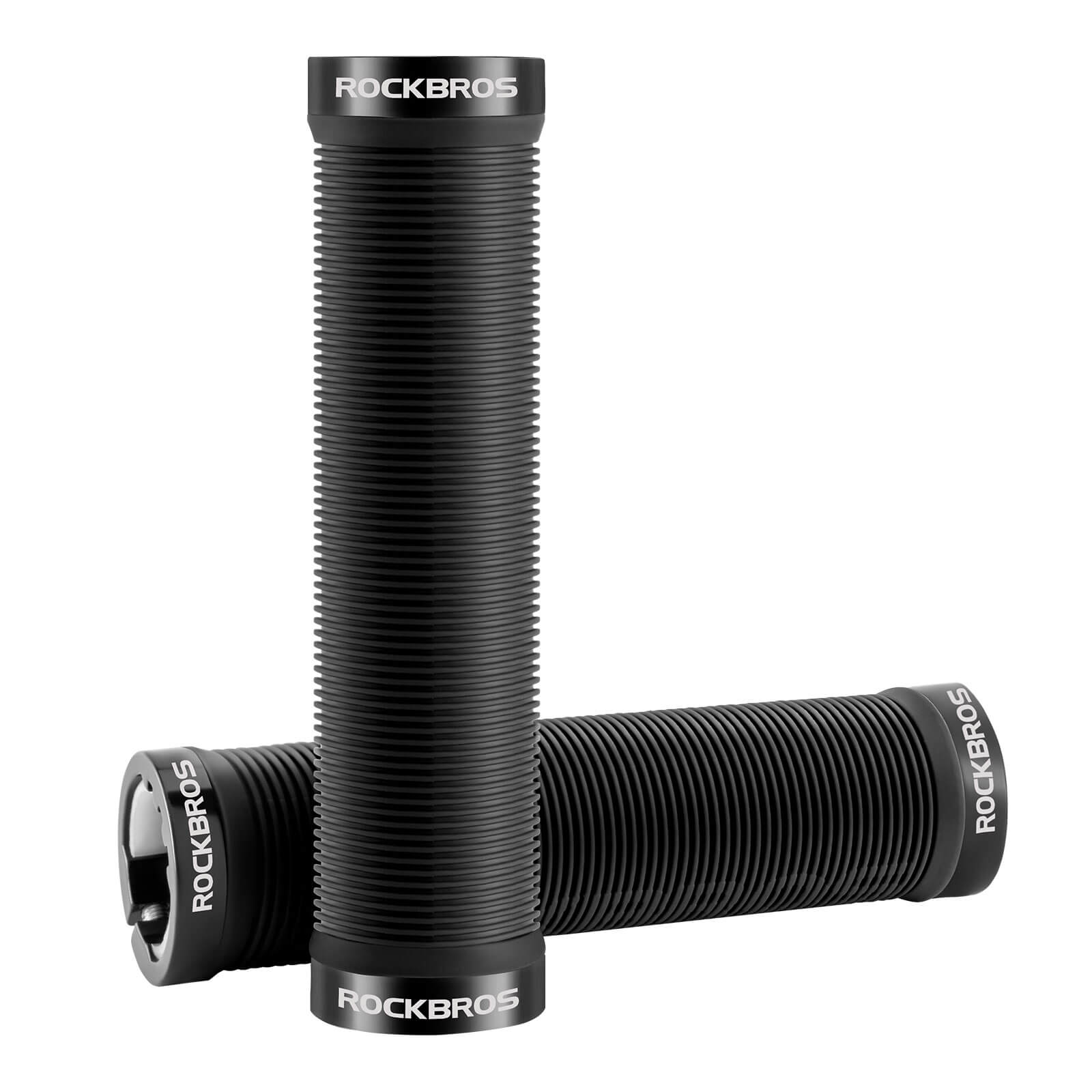 ROCKBROS Non-Slip Double Lock Bike Handlebar Grips 2.22mm Universal Fit #Color_Black