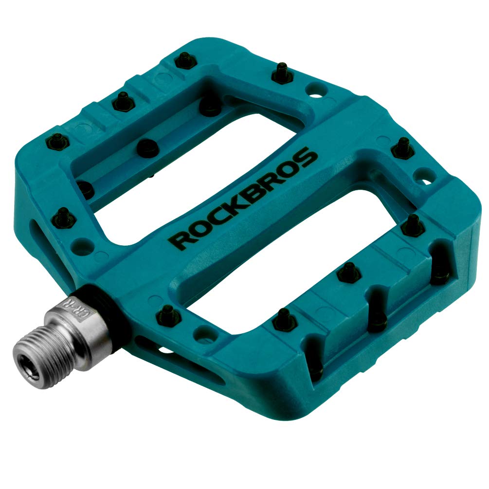 ROCKBROS Nylon Bike Pedals 9/16" Cycling Flat Pedals Widened Type #Color_Deep Teal