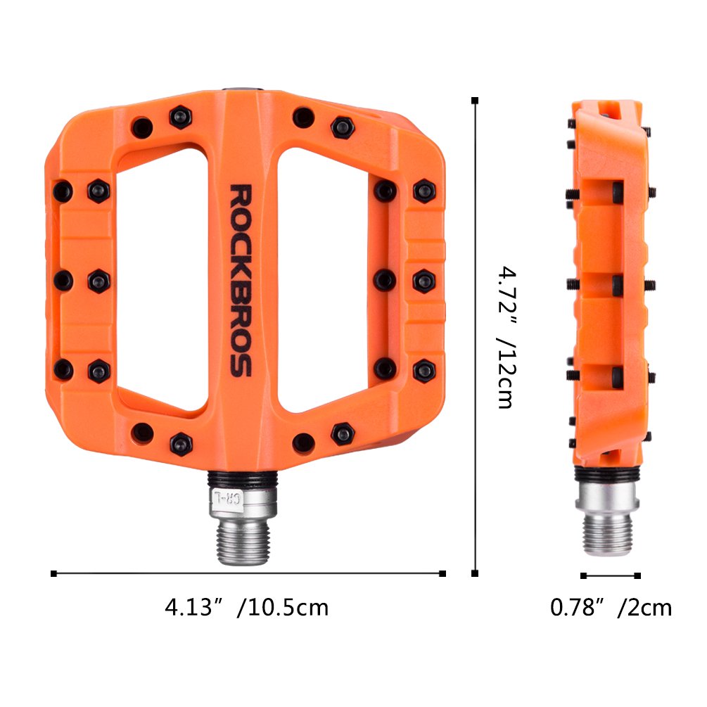 ROCKBROS Nylon Bike Pedals 9/16" Cycling Flat Pedals Widened Type #Color_Orange