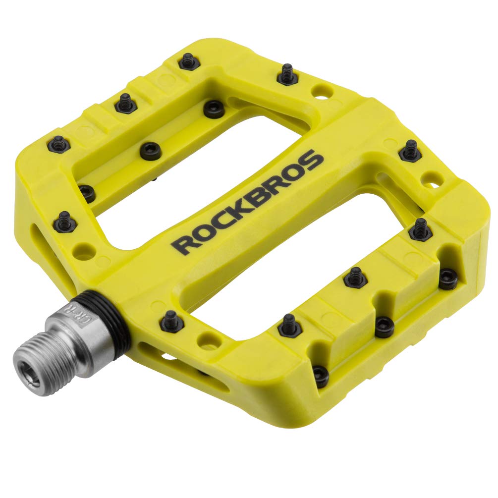 ROCKBROS Nylon Bike Pedals 9/16" Cycling Flat Pedals Widened Type #Color_Yellow
