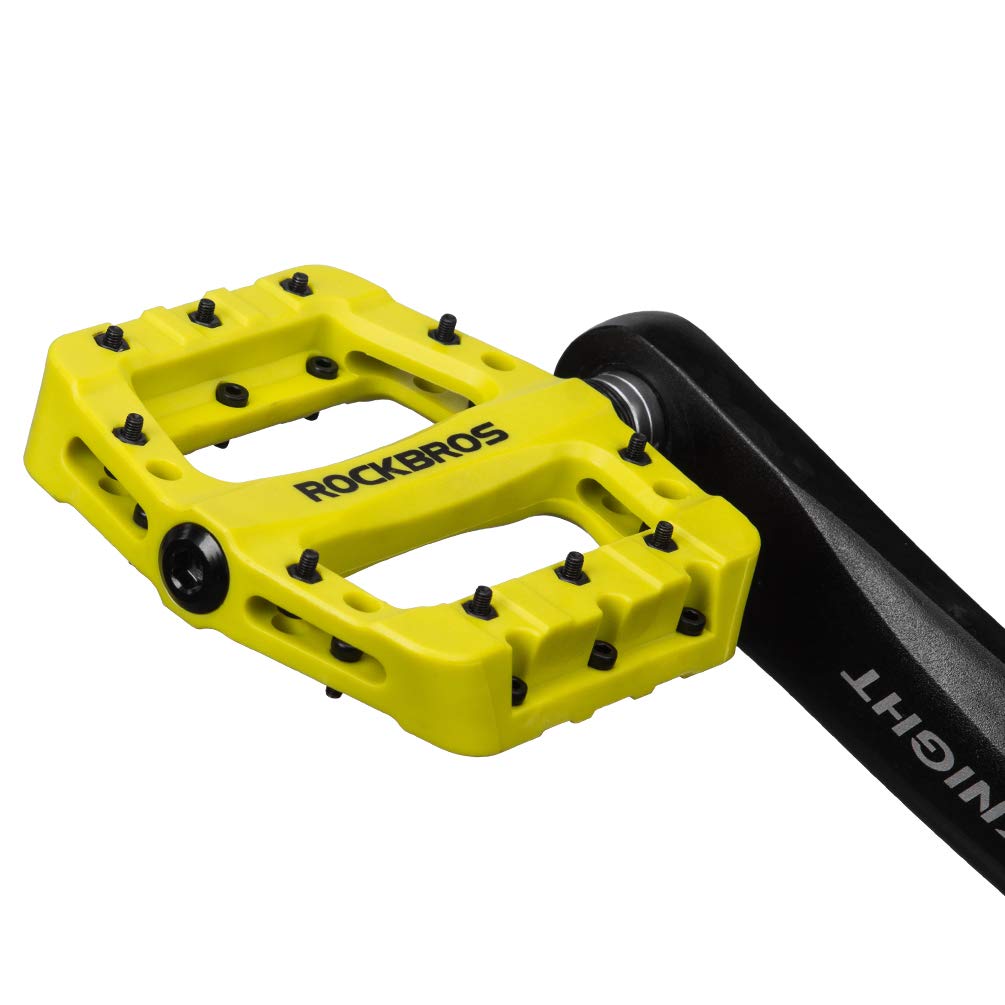 ROCKBROS Nylon Bike Pedals 9/16" Cycling Flat Pedals Widened Type #Color_Yellow