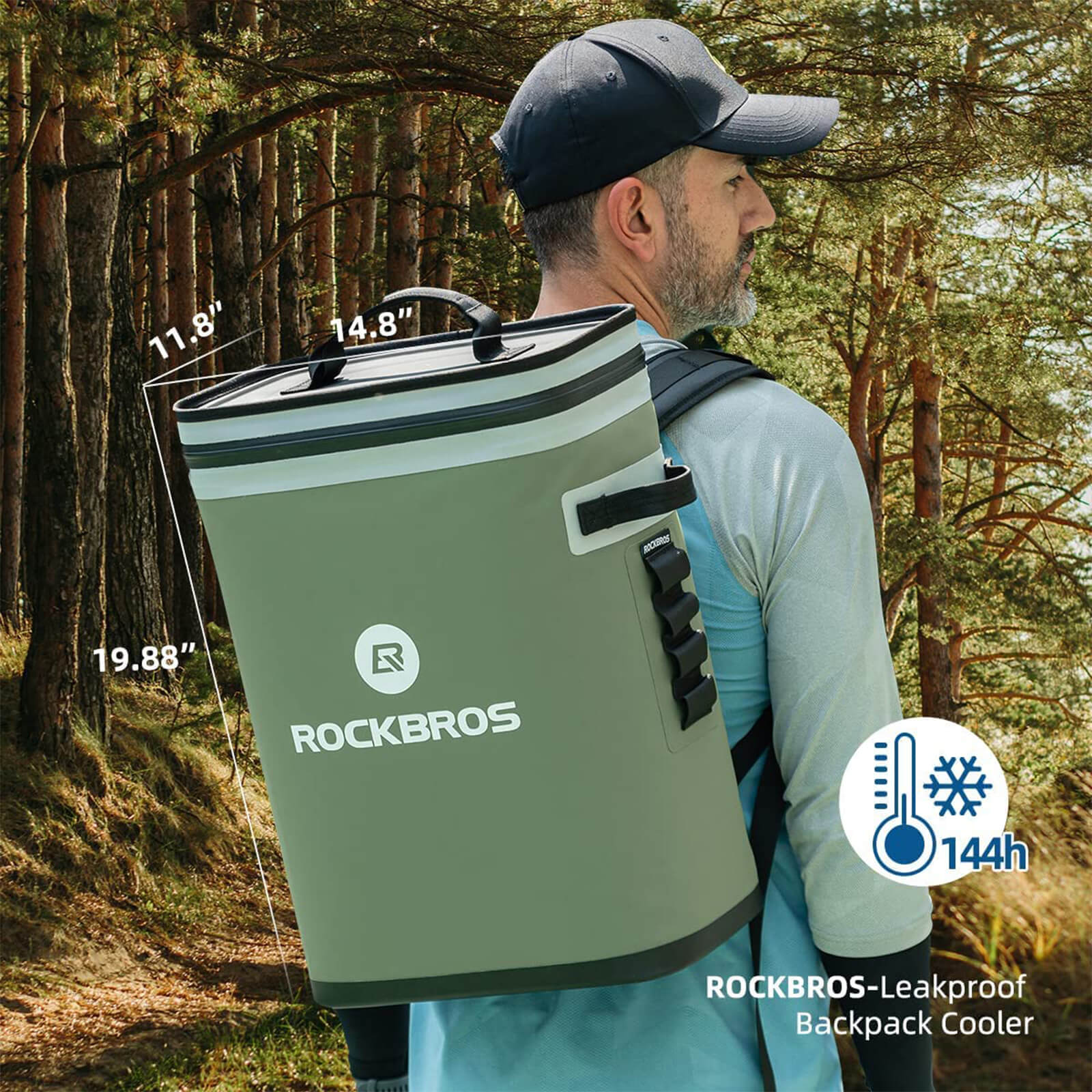 ROCKBROS Outdoor Cooler Bag Waterproof Backpack for Camping Fishing Picnic