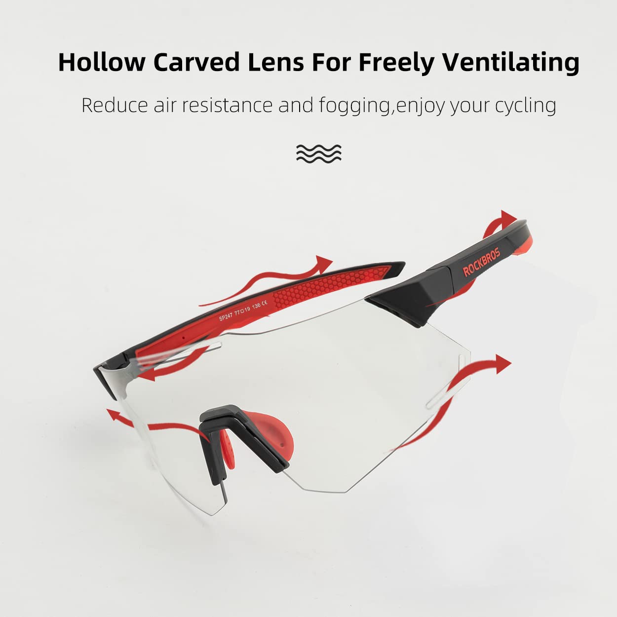 ROCKBROS Photochromic Cycling Glasses UV Protection Sunglasses Transparent