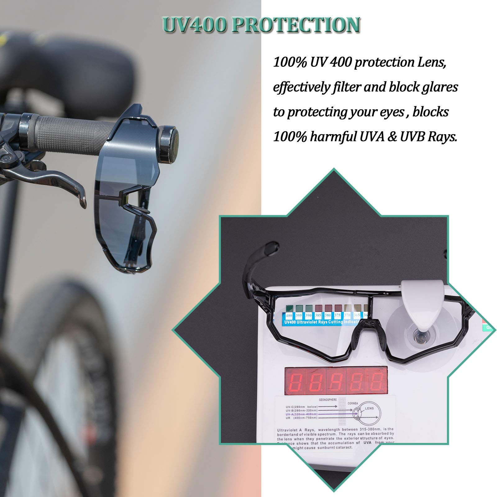 ROCKBROS Photochromic Cycling glasses TR90 Full Frame Sunglasses with UV400 Protection