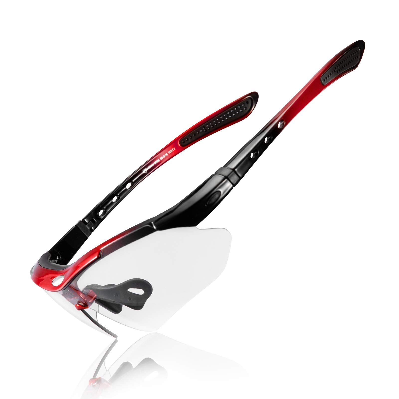 ROCKBROS Photochromic Outdoor Sport Sunglasses With Changeable Straps #Color_Red
