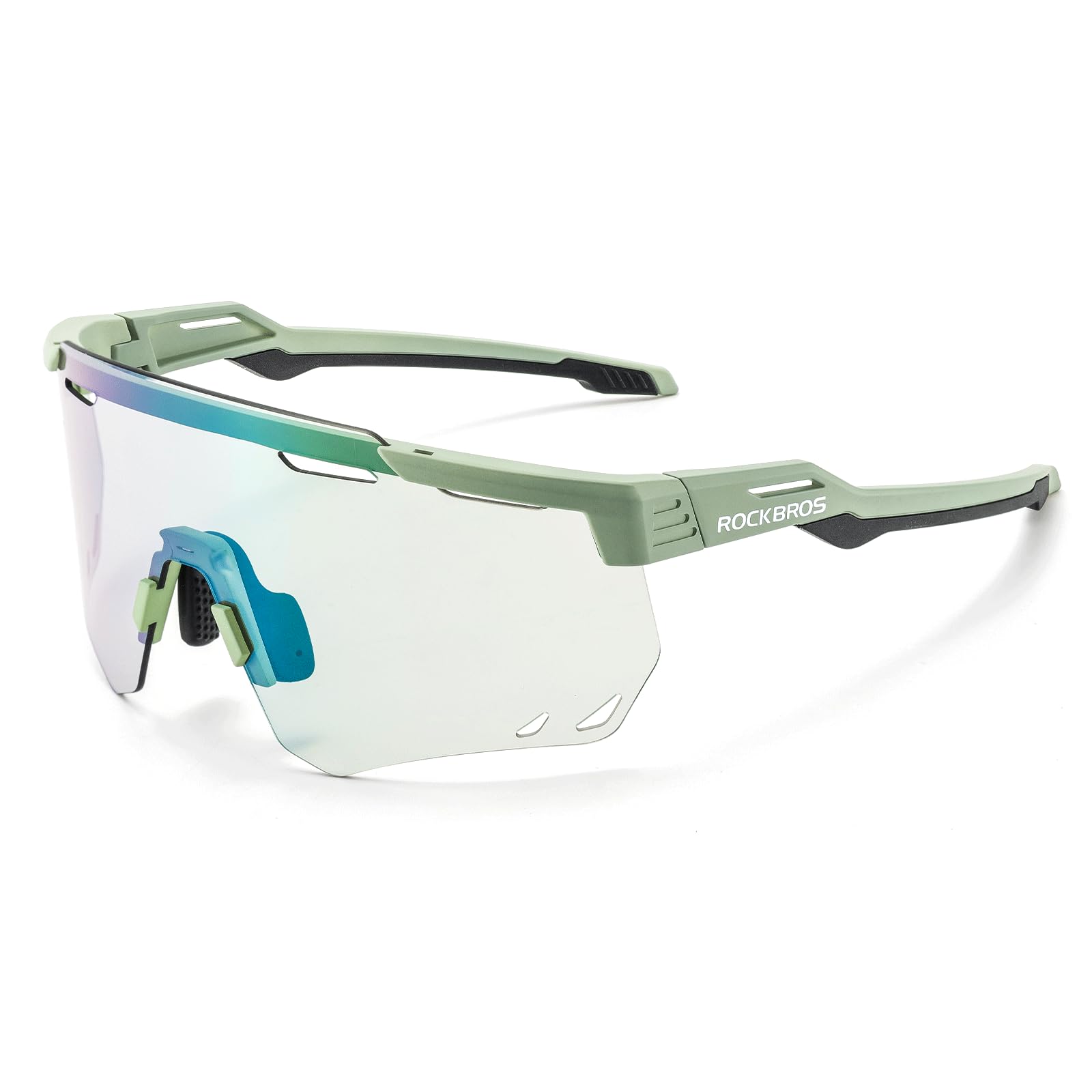 ROCKBROS Photochromic Sports Sunglasses Fashion Windproof Eyewear #Color_Green