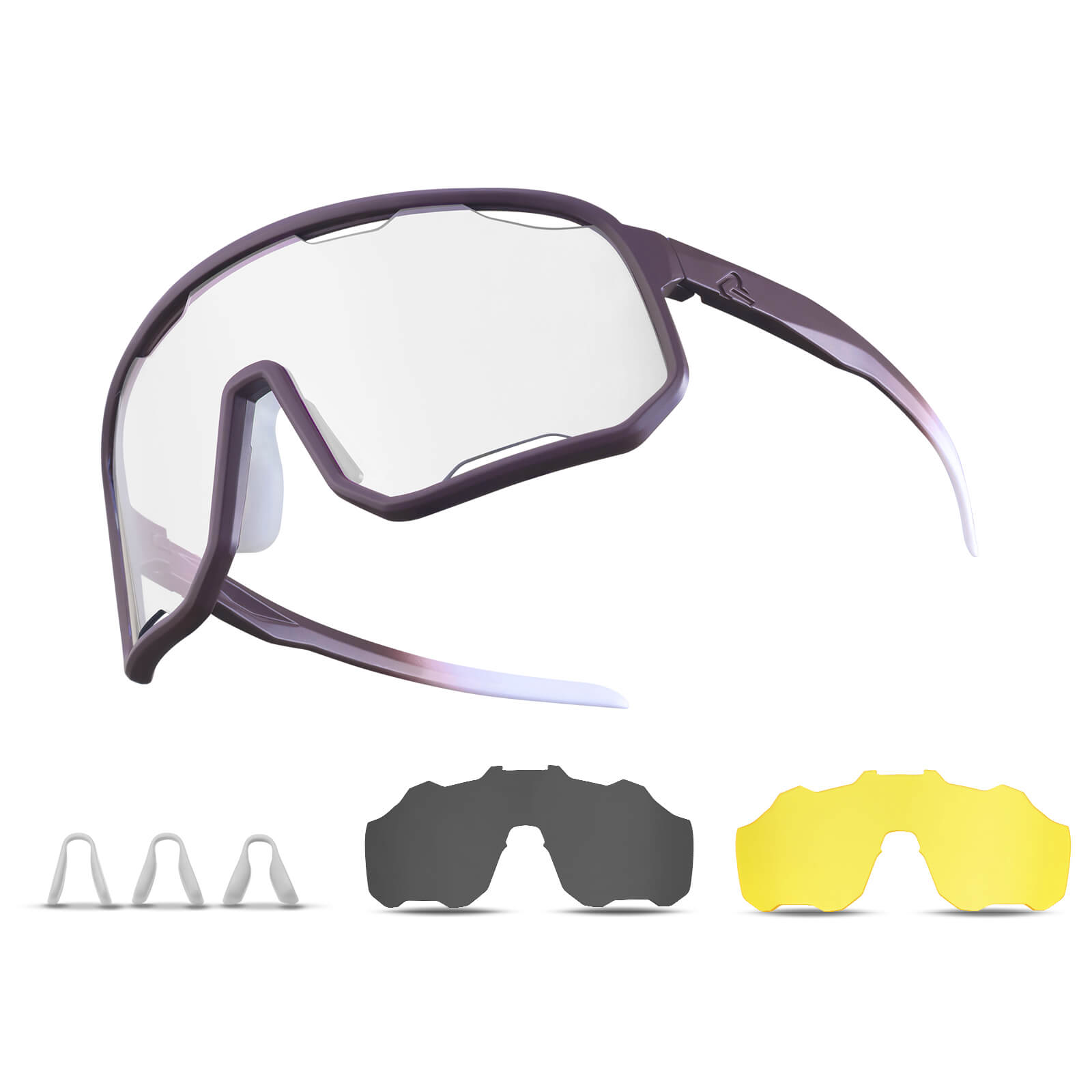 ROCKBROS photochromic sunglasses, UV400 protection, transparent cycling glasses, windproof, TR90 frame, ideal for outdoor sports #Color_Mauve