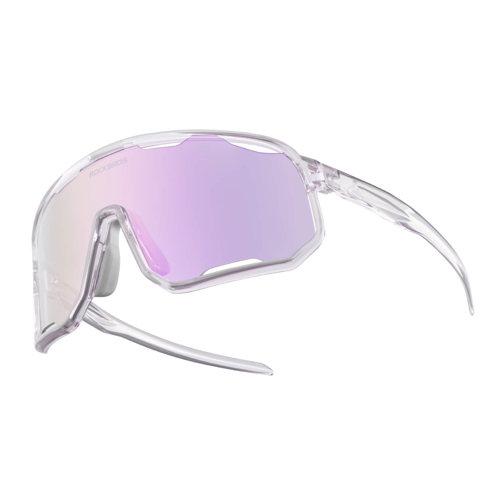 ROCKBROS photochromic sunglasses, UV400 protection, transparent cycling glasses, windproof, TR90 frame, ideal for outdoor sports #Color_Lavender