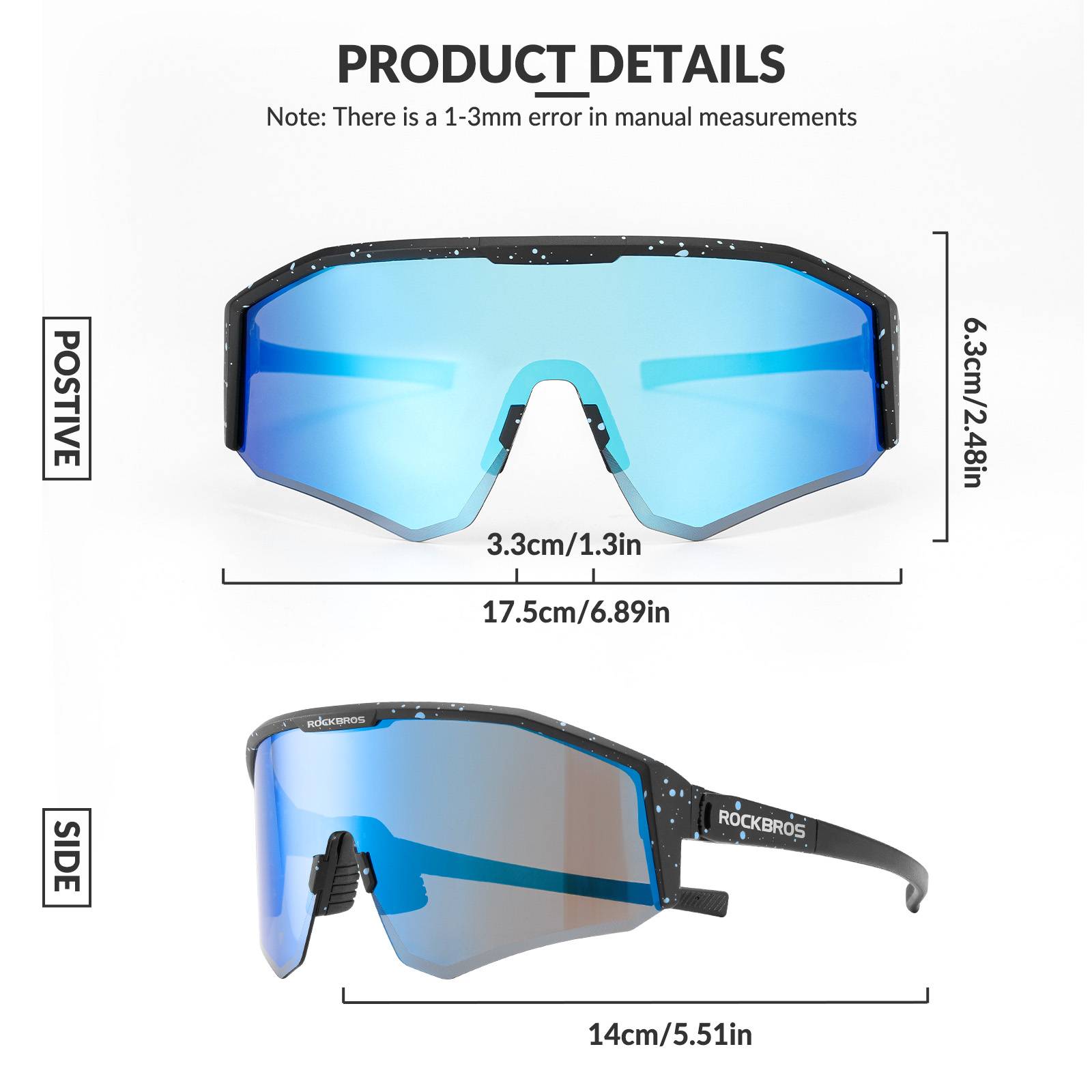 ROCKBROS Polarized Sports Glasses Adjustable Temple TAC Lenses + TR90 #Color_Black