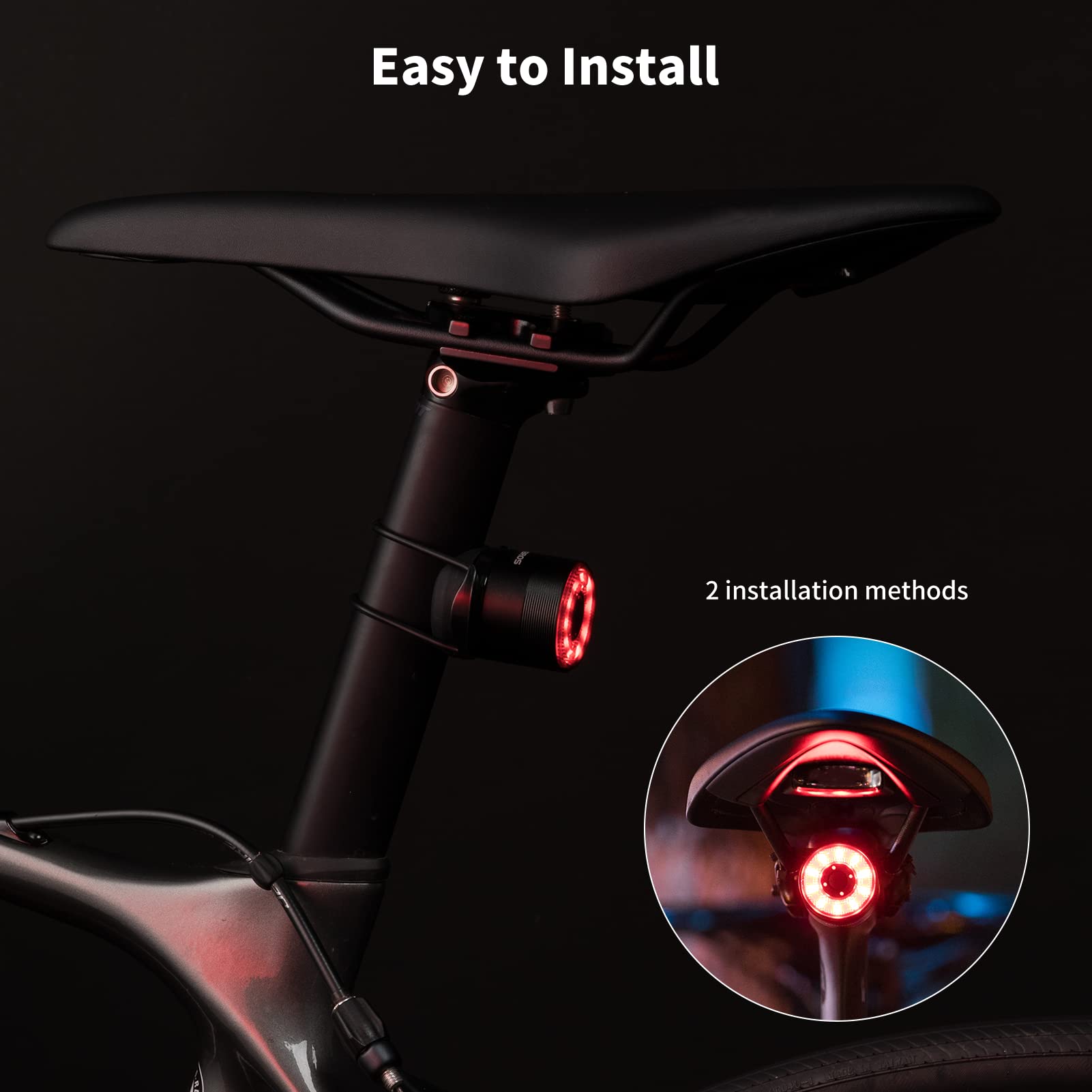 ROCKBROS Q3 Smart Bike Rear Light IPX6 Waterproof LED Brake Light USB Charging