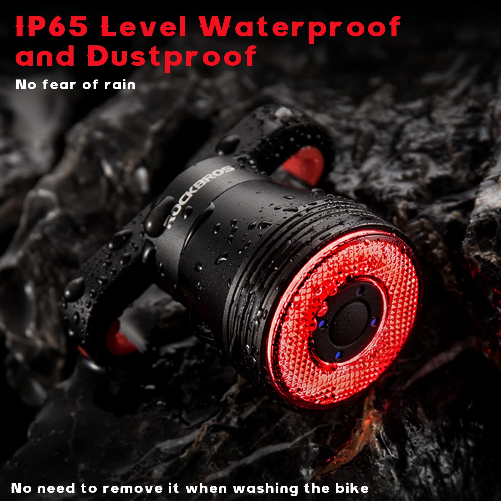 ROCKBROS Q5 Smart Bike Rear Light IPX6 Waterproof LED Brake Light USB Charging