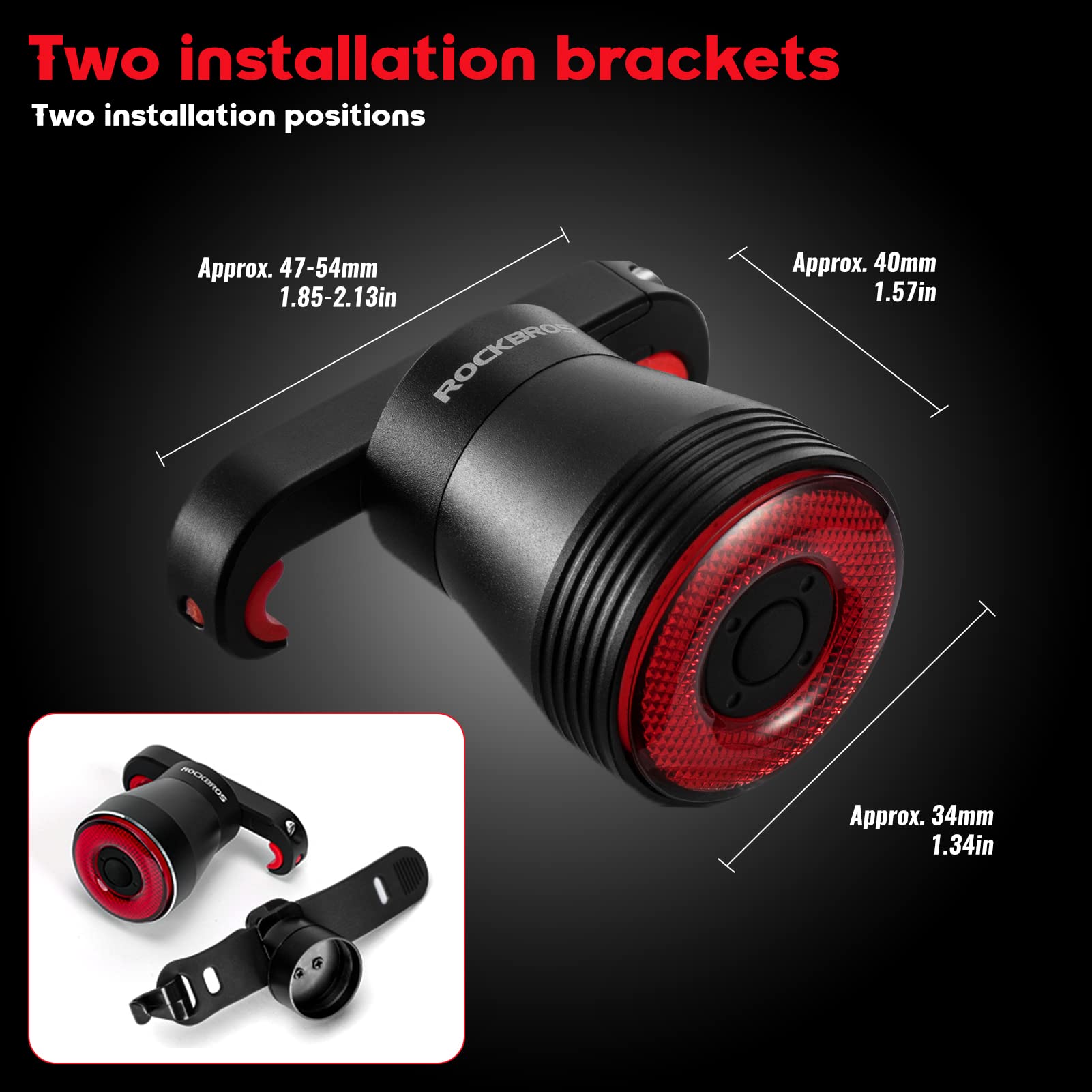 ROCKBROS Q5 Smart Bike Rear Light IPX6 Waterproof LED Brake Light USB Charging