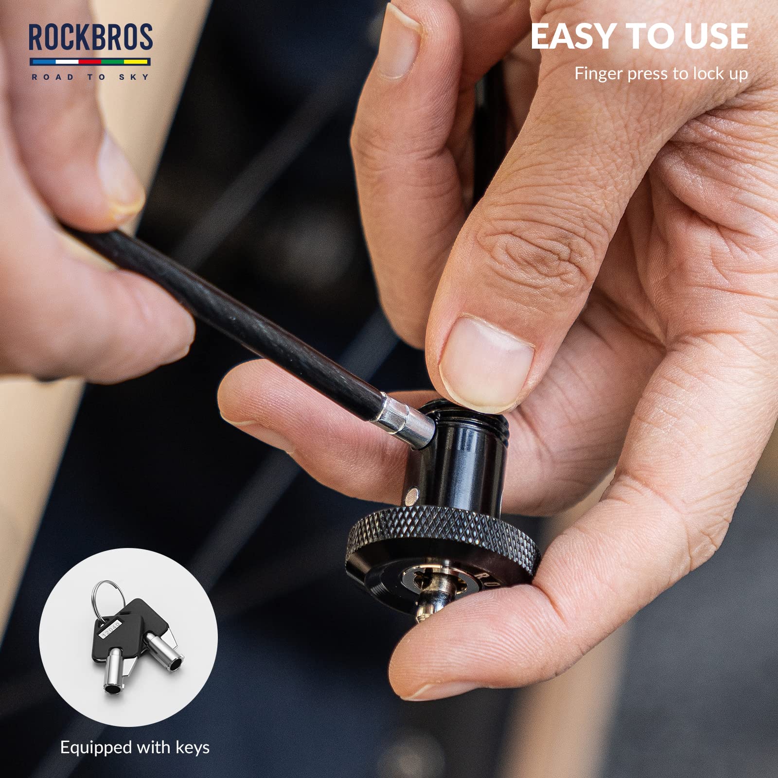 ROCKBROS Road-to-Sky Bicycle Cable Lock Mini Multifunctional Hidden 65cm