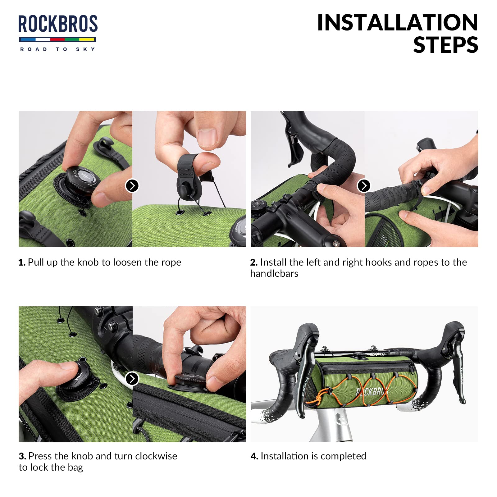ROCKBROS Road-to-Sky Bicycle Handlebar Bag Front Bag for Bikes 5 Colors #Color_Army Green
