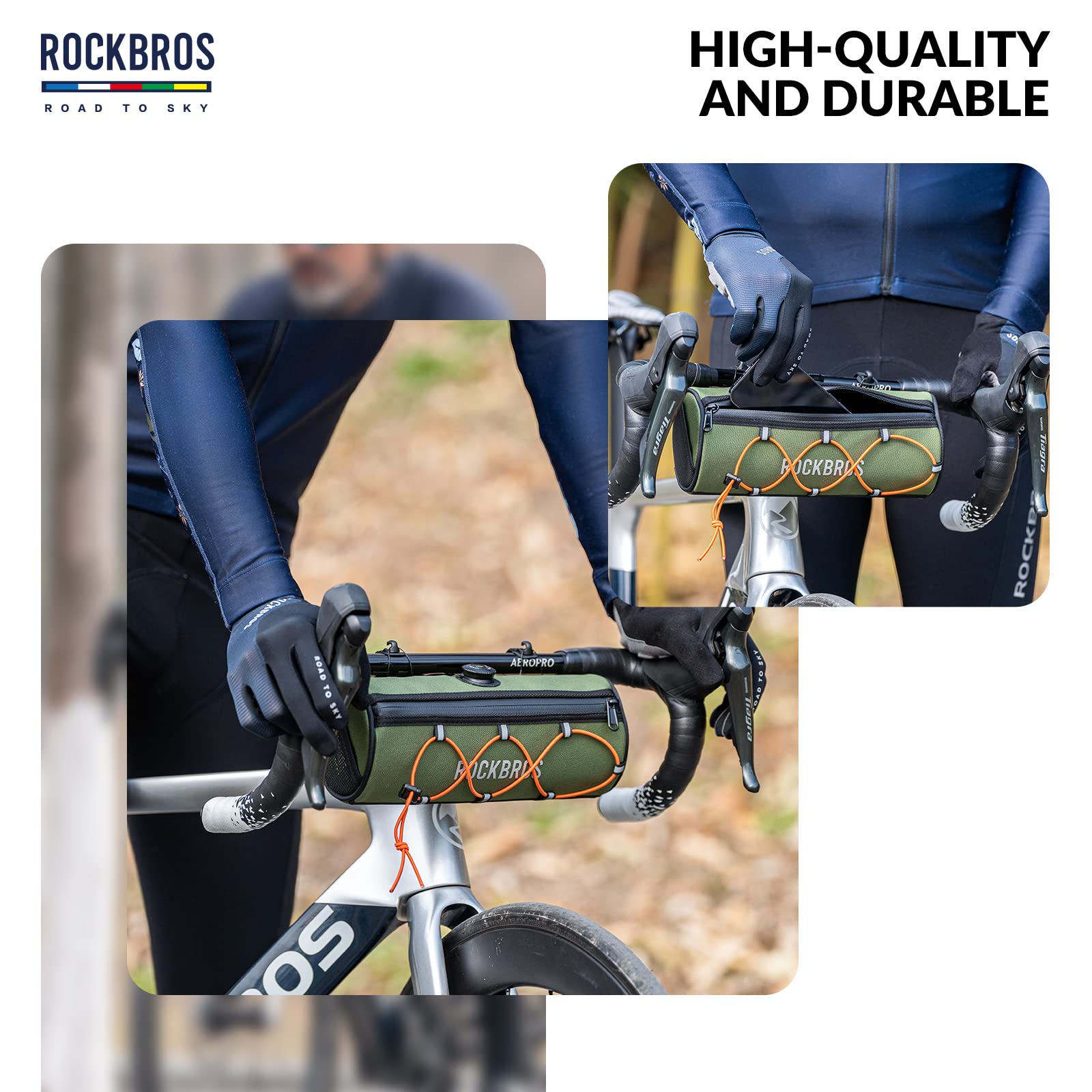 ROCKBROS Road-to-Sky Bicycle Handlebar Bag Front Bag for Bikes 5 Colors #Color_Army Green