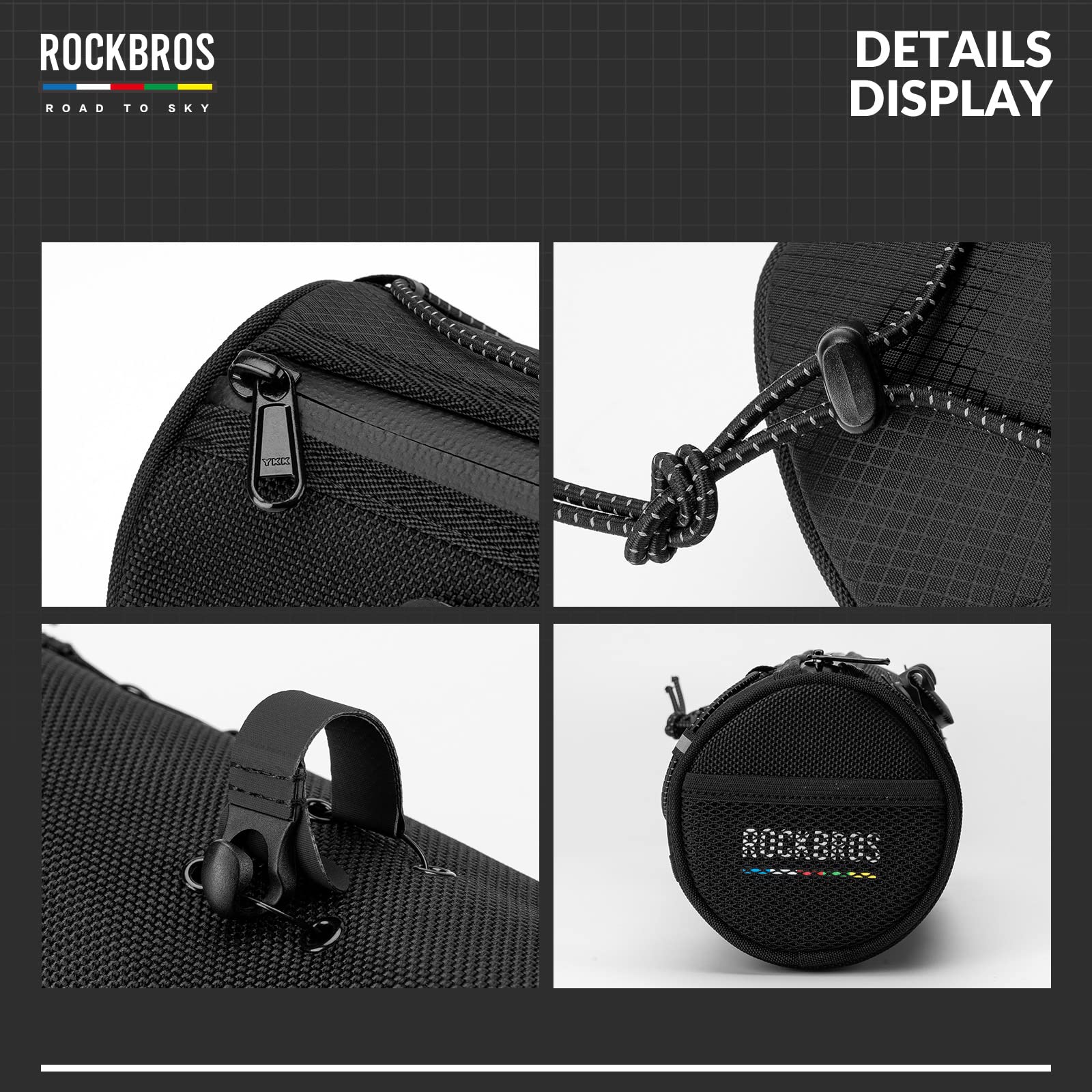 ROCKBROS Road-to-Sky Bicycle Handlebar Bag Front Bag for Bikes 5 Colors #Color_Black