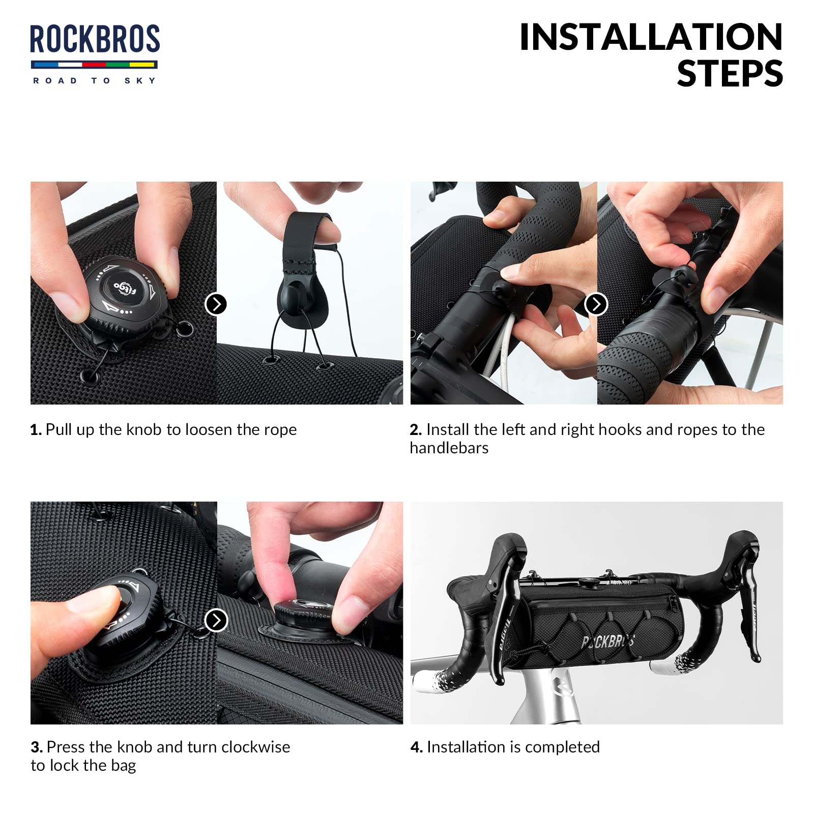 ROCKBROS Road-to-Sky Bicycle Handlebar Bag Front Bag for Bikes 5 Colors #Color_Black