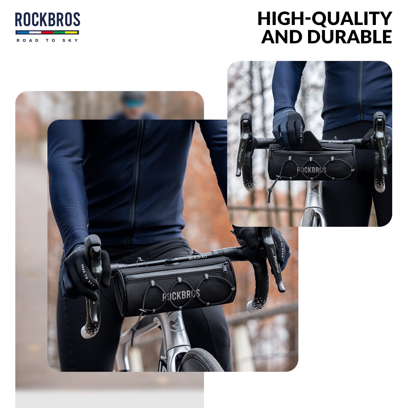 ROCKBROS Road-to-Sky Bicycle Handlebar Bag Front Bag for Bikes 5 Colors #Color_Black