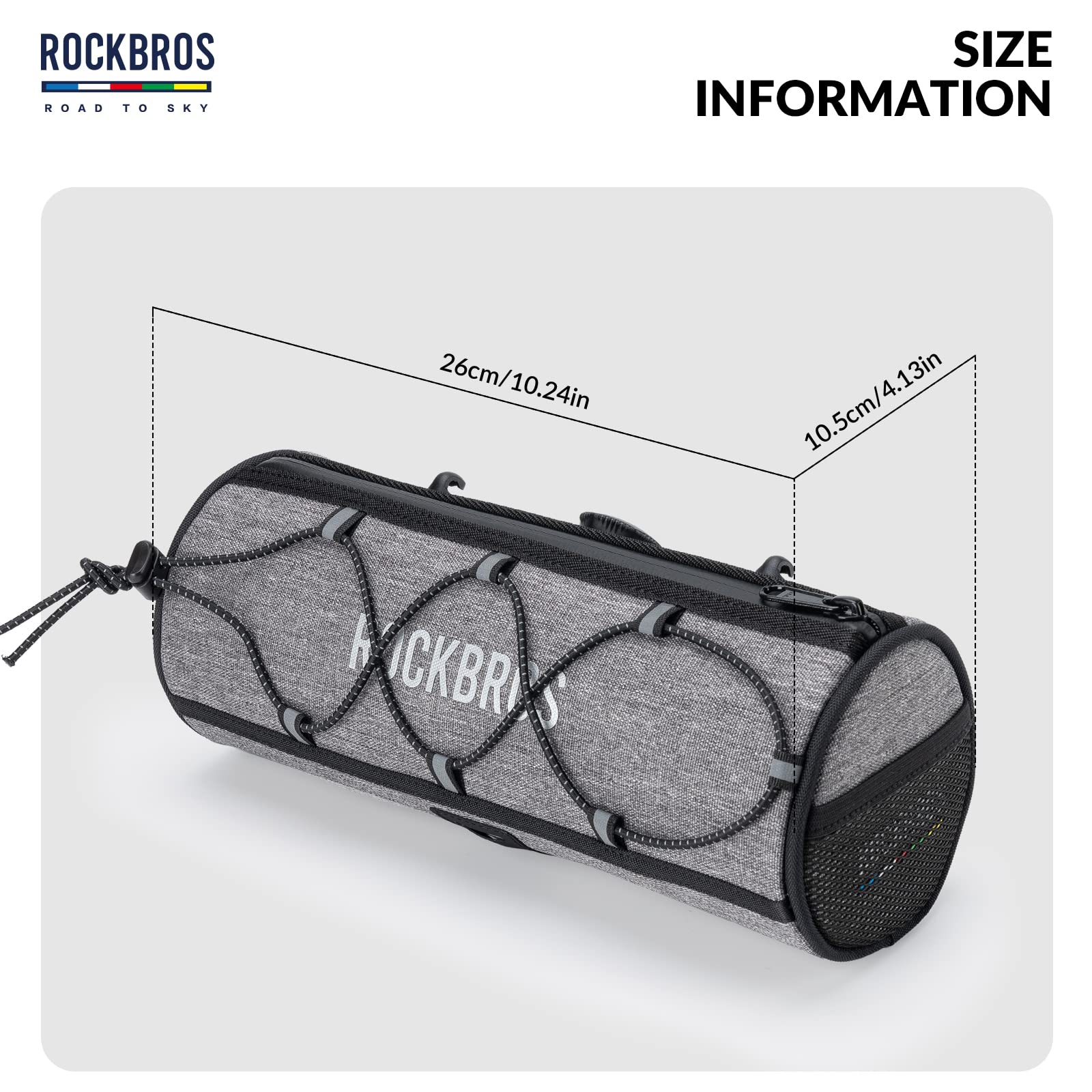 ROCKBROS Road-to-Sky Bicycle Handlebar Bag Front Bag for Bikes 5 Colors #Color_Linen Gray