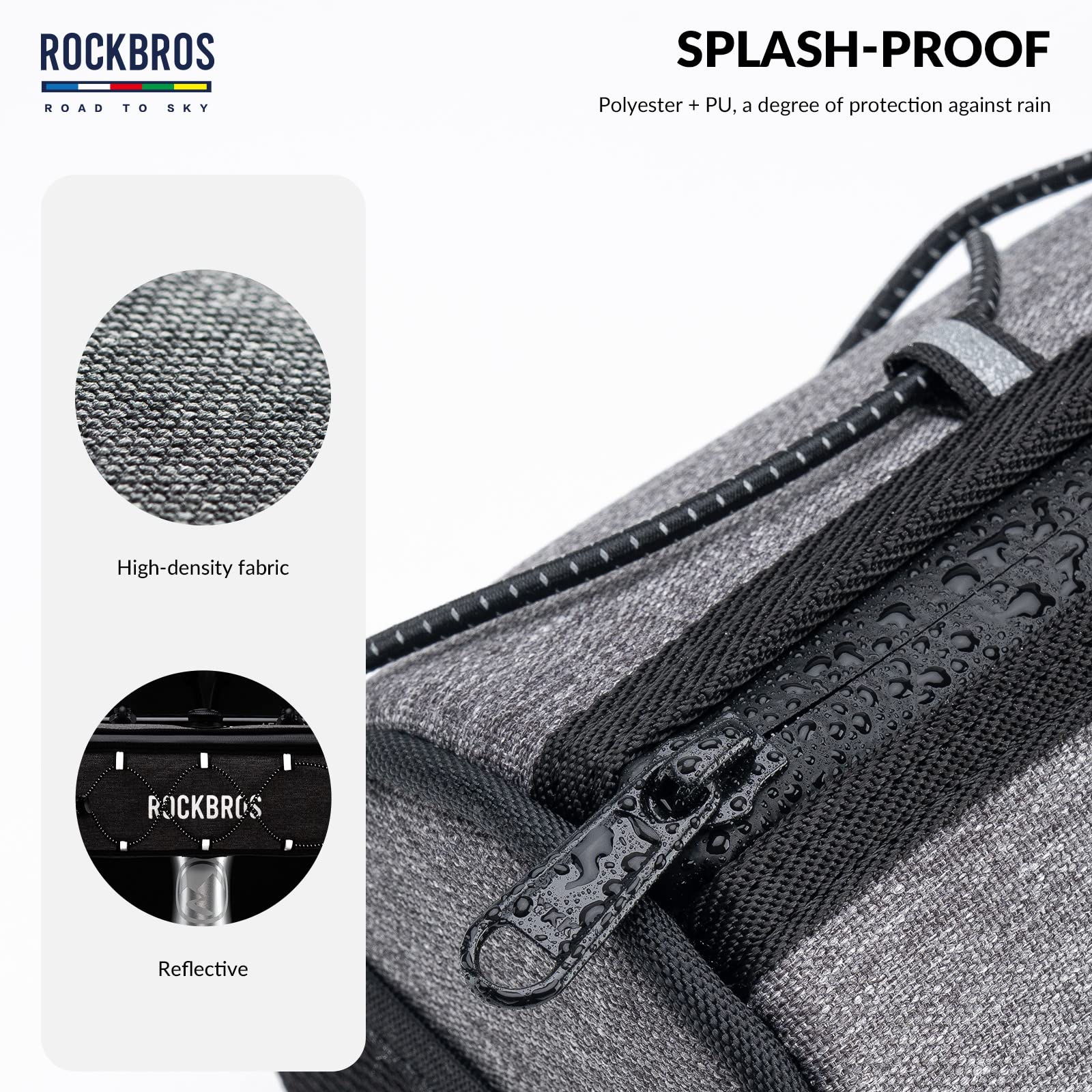 ROCKBROS Road-to-Sky Bicycle Handlebar Bag Front Bag for Bikes 5 Colors #Color_Linen Gray