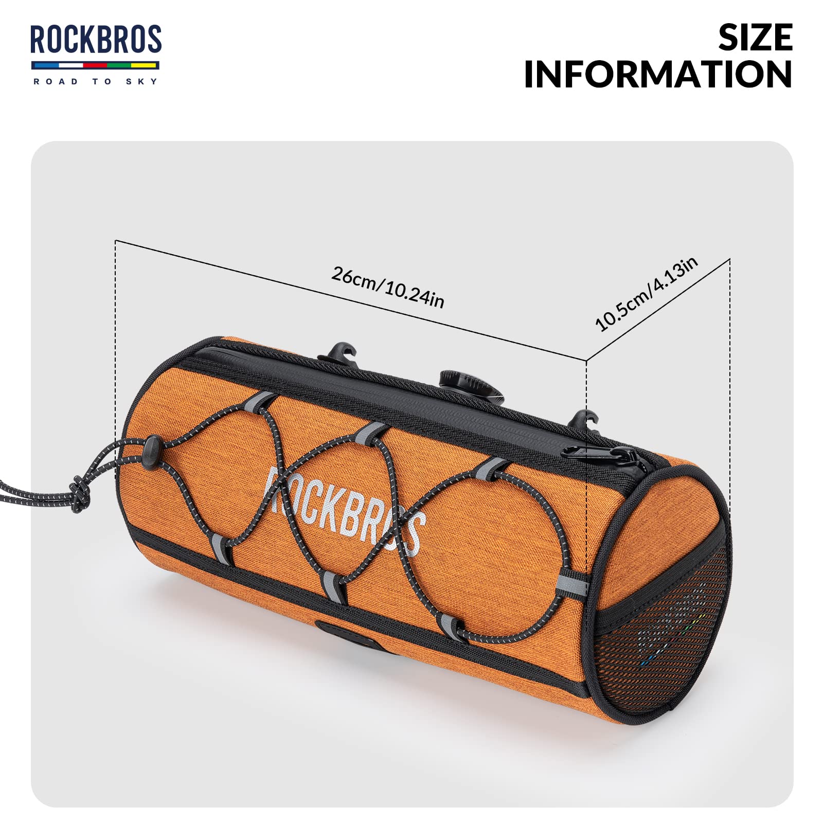 ROCKBROS Road-to-Sky Bicycle Handlebar Bag Front Bag for Bikes 5 Colors #Color_Orange