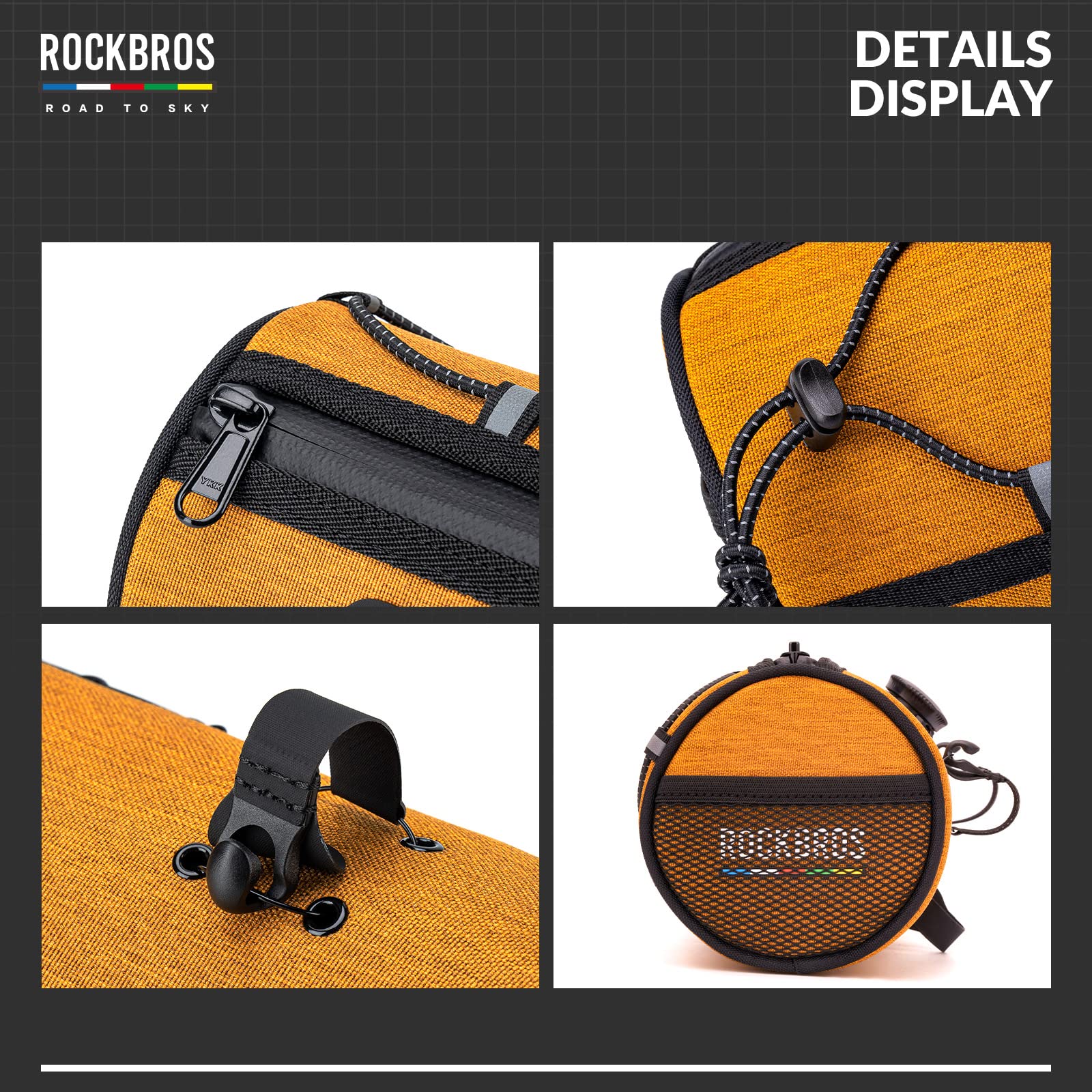 ROCKBROS Road-to-Sky Bicycle Handlebar Bag Front Bag for Bikes 5 Colors #Color_Orange