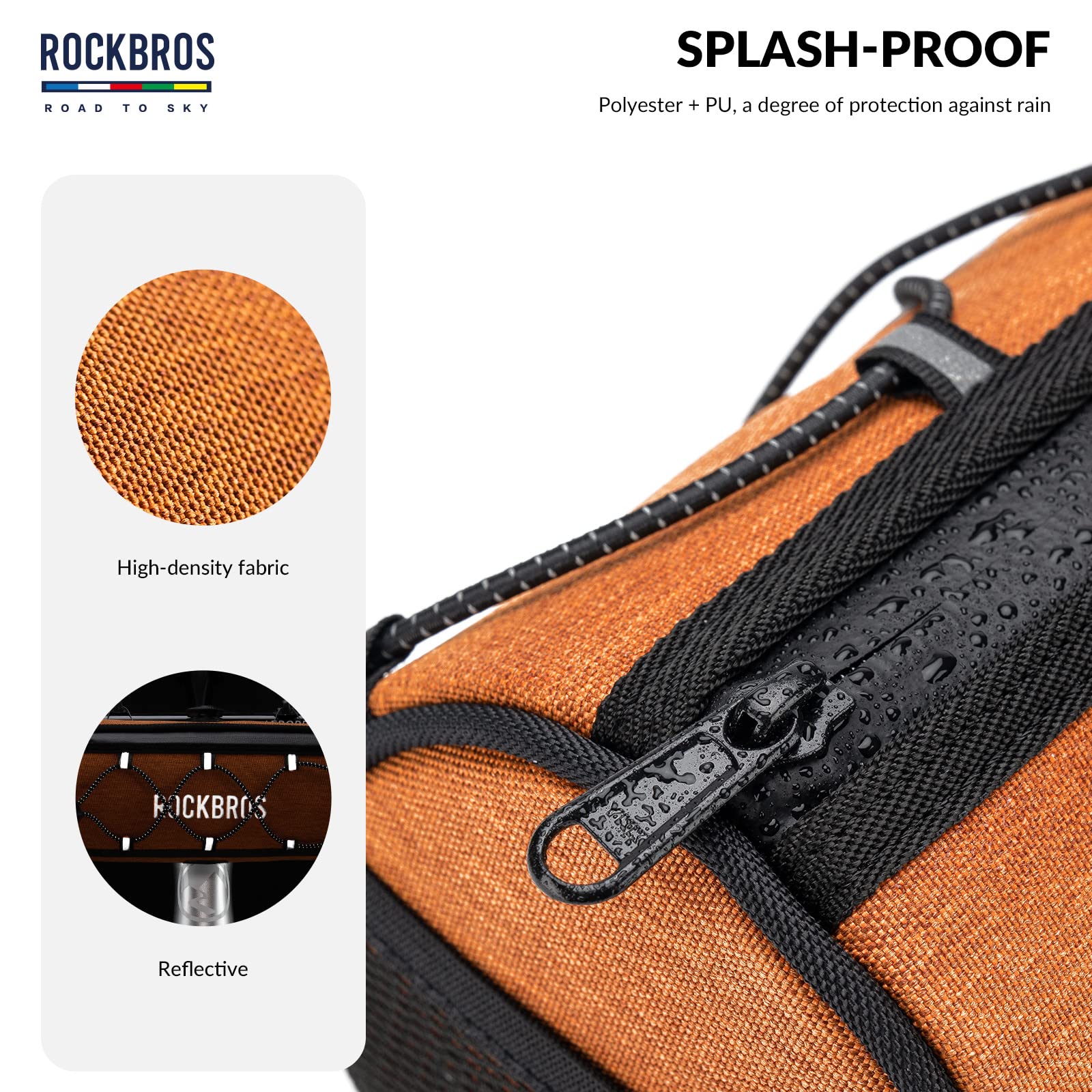 ROCKBROS Road-to-Sky Bicycle Handlebar Bag Front Bag for Bikes 5 Colors #Color_Orange