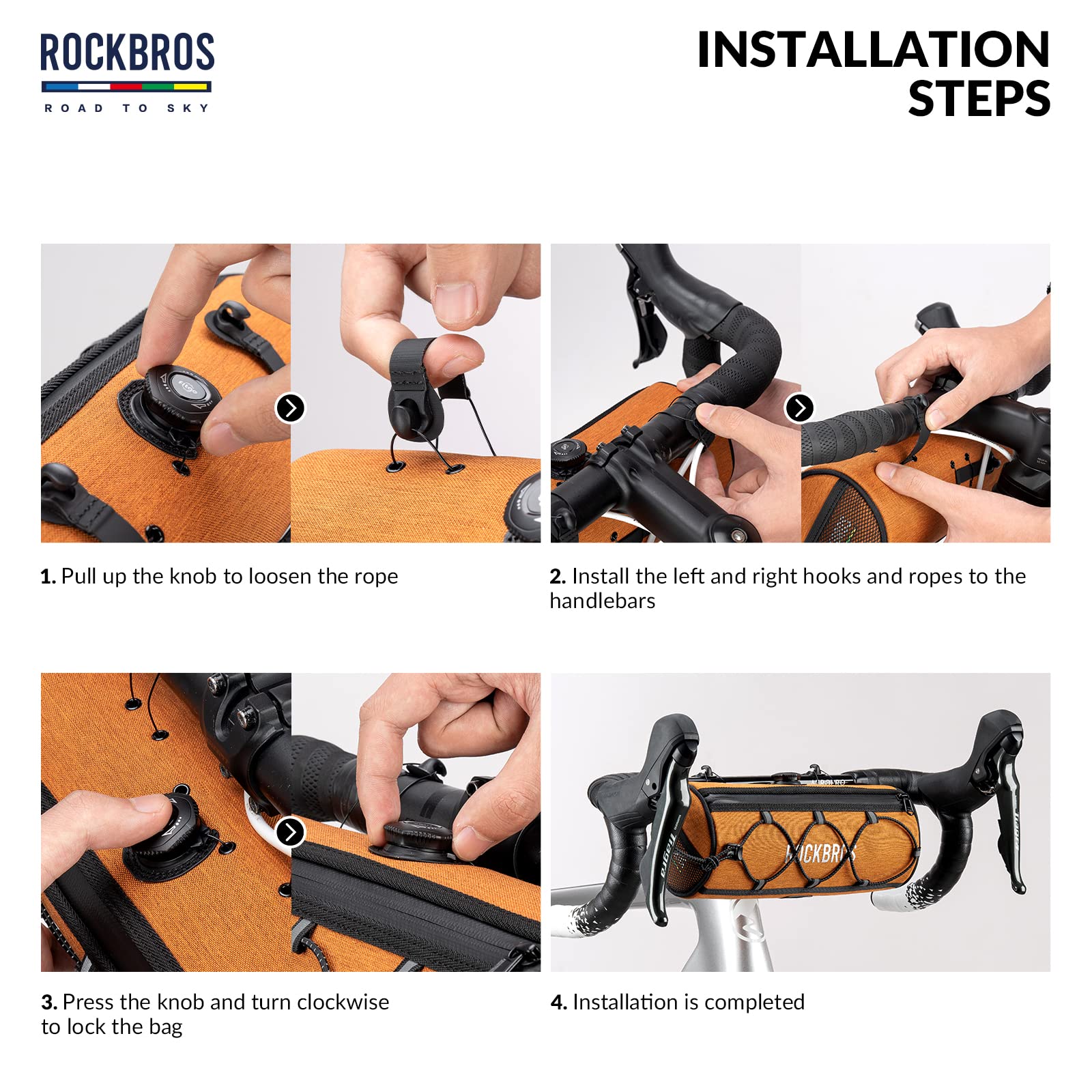 ROCKBROS Road-to-Sky Bicycle Handlebar Bag Front Bag for Bikes 5 Colors #Color_Orange