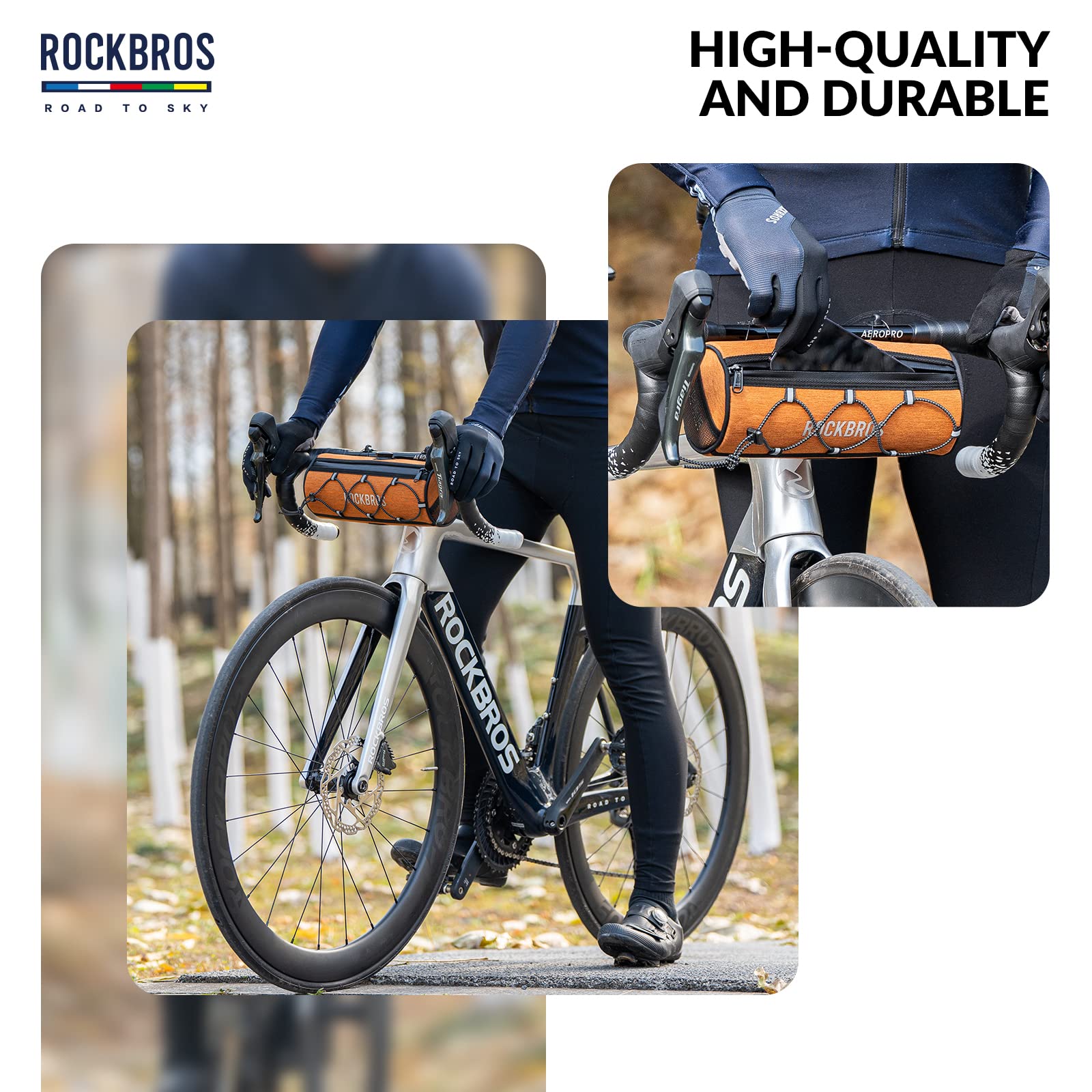 ROCKBROS Road-to-Sky Bicycle Handlebar Bag Front Bag for Bikes 5 Colors #Color_Orange