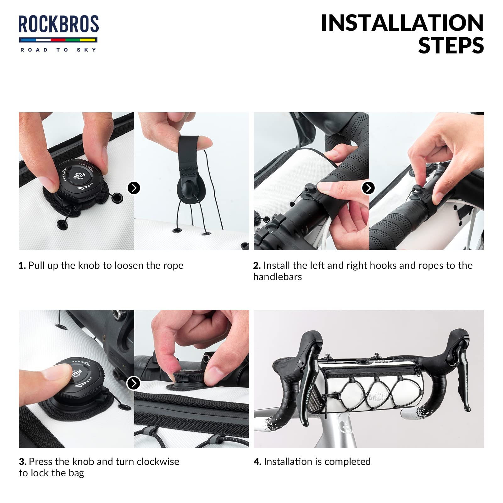 ROCKBROS Road-to-Sky Bicycle Handlebar Bag Front Bag for Bikes 5 Colors #Color_White