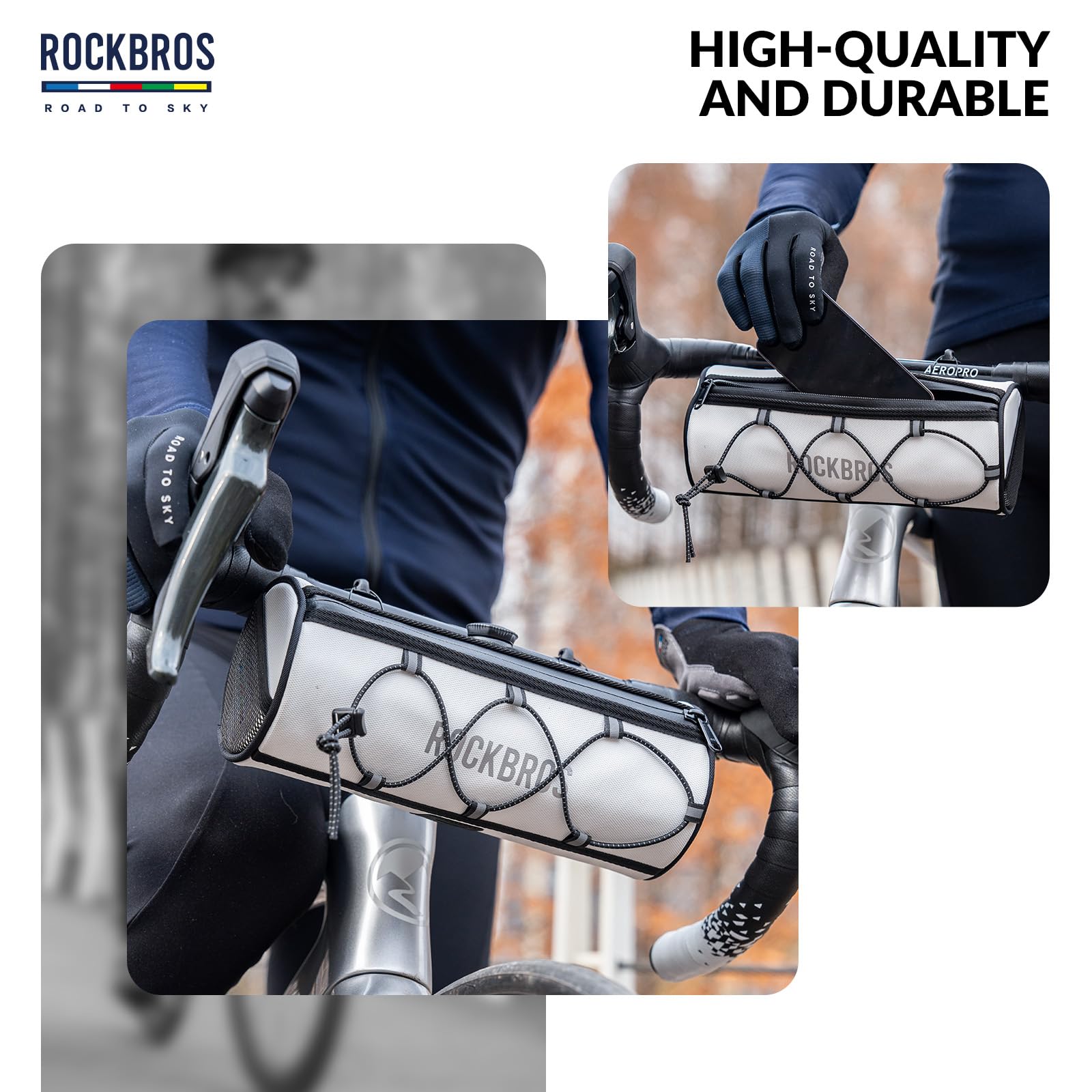 ROCKBROS Road-to-Sky Bicycle Handlebar Bag Front Bag for Bikes 5 Colors #Color_White