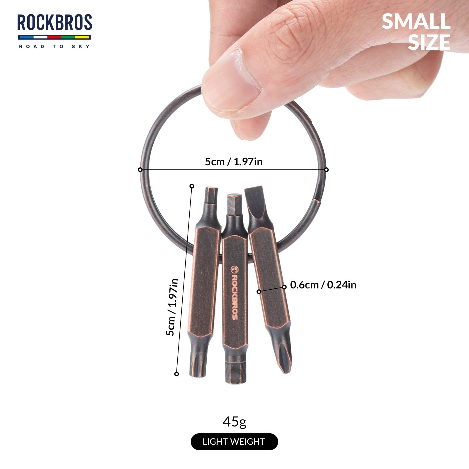 ROCKBROS Road-to-Sky Mini Bike Repair Tool 6 in 1 Portable Keychain