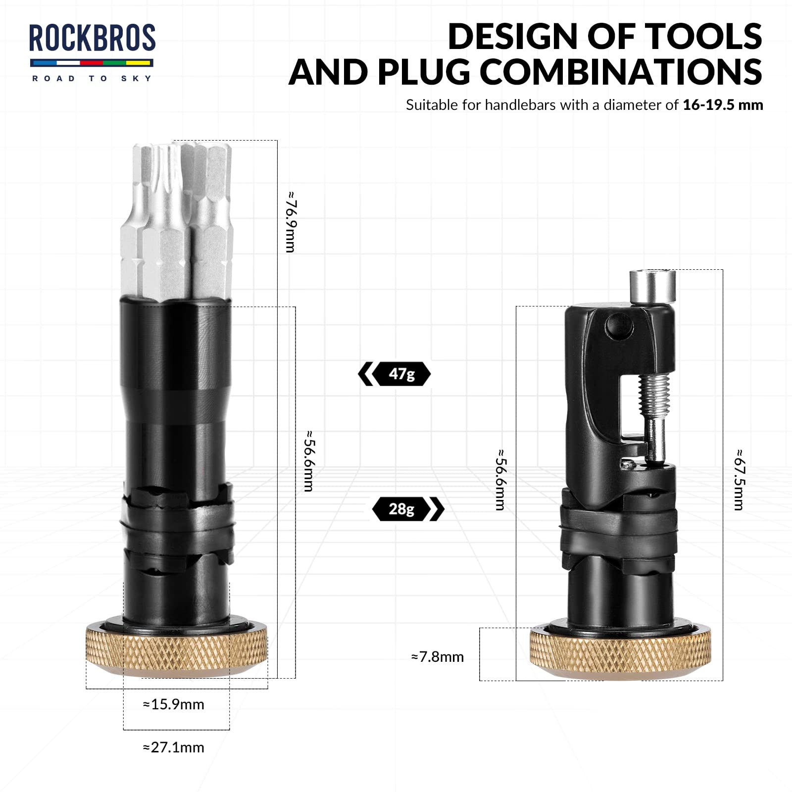 ROCKBROS Road-to-Sky Multifunction Tool 6 in 1 Bicycle Handlebar Plug