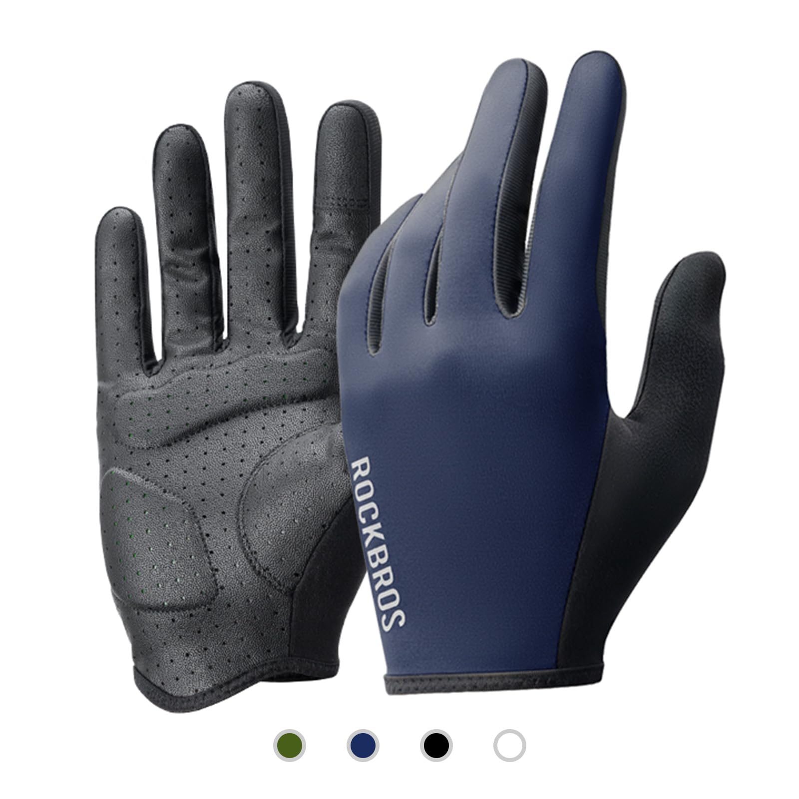 ROCKBROS Road-to-Sky Spring Summer Cycling Gloves Full Finger Touch Screen #Color_Navy Blue