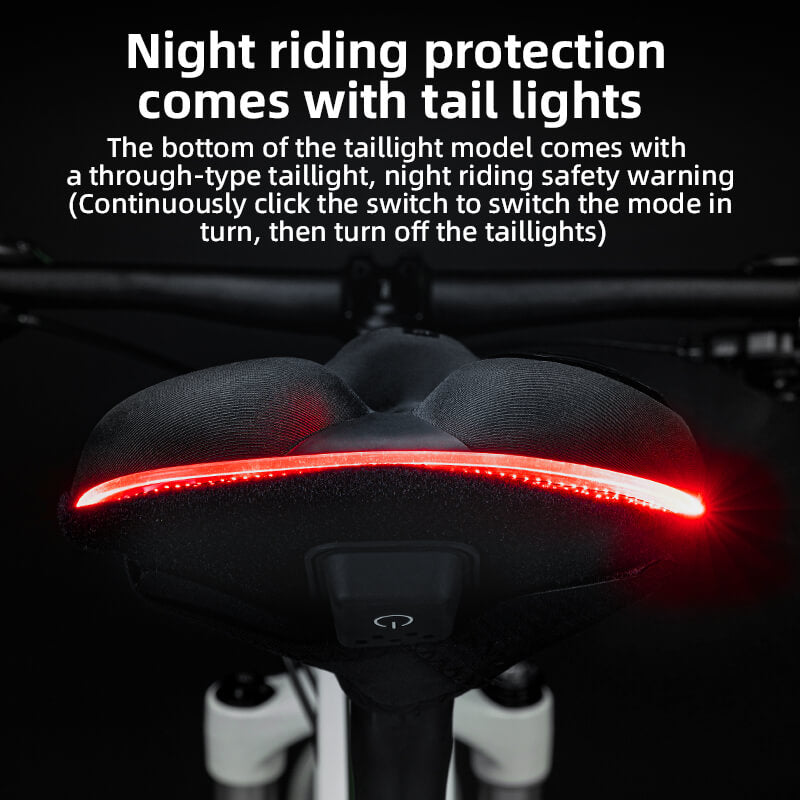 ​ROCKBROS Soft Bike Saddle Cover with LED Rear Light – Comfort & Safety Combo #Style_With Light