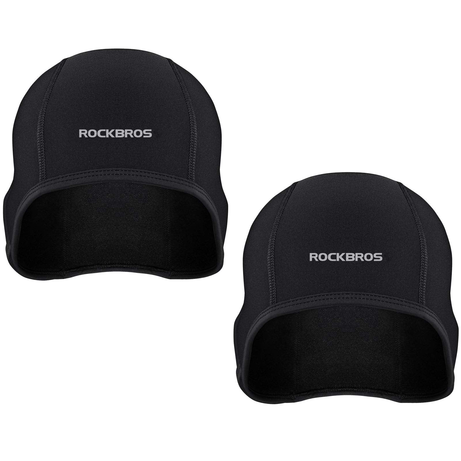ROCKBROS Sports Beanie Skull Cap Helmet Liner Hats with Ear Covers #Style_2 PCS