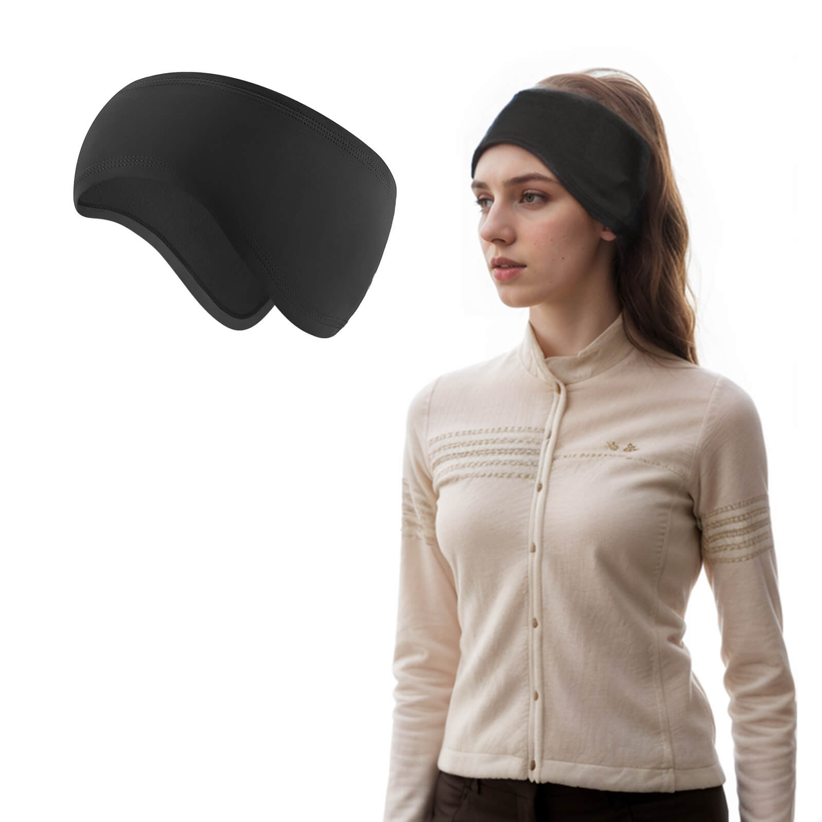 ROCKBROS TVI cycling headbands, windproof winter thermal ear warmer, ideal for cold-weather cycling and outdoor sports.