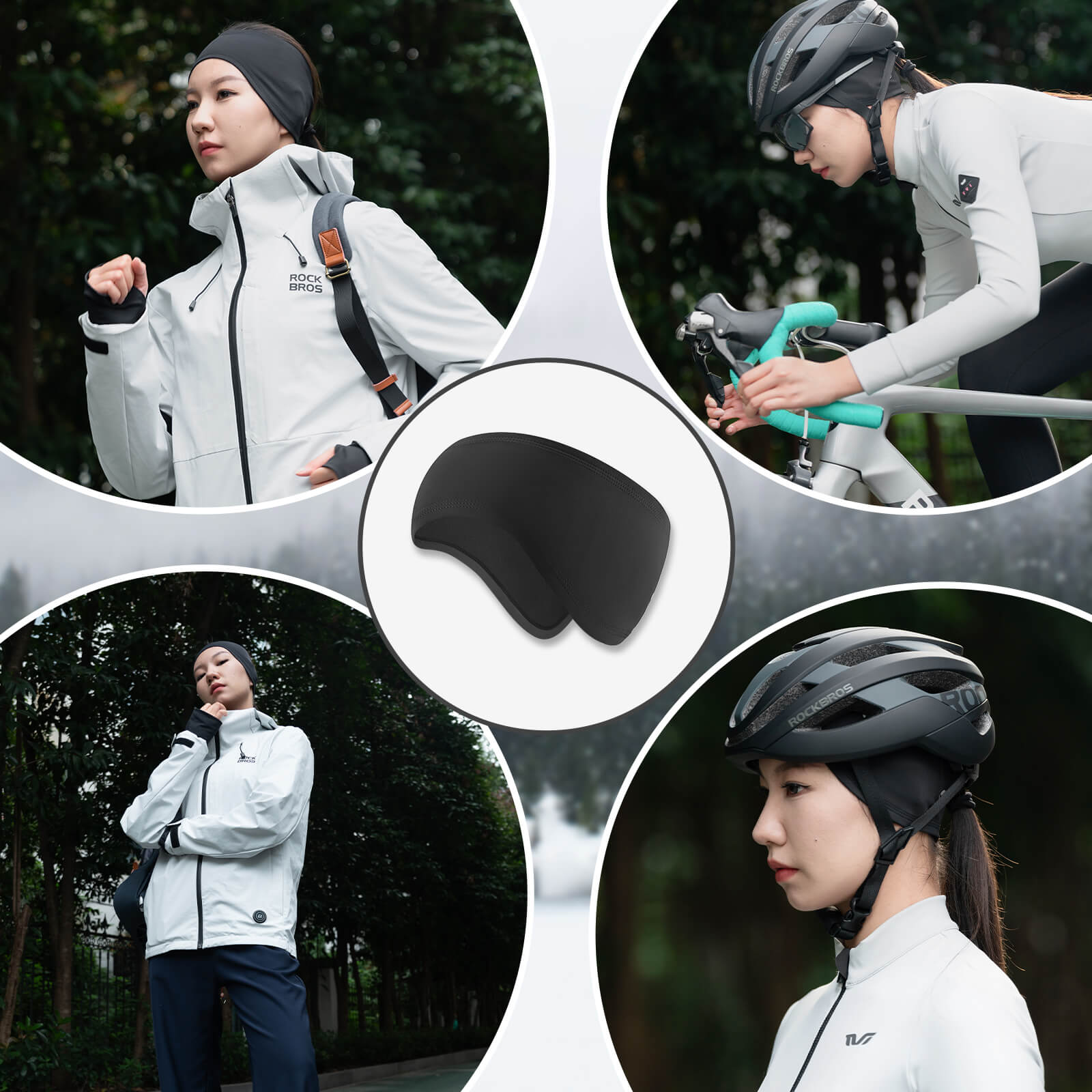 ROCKBROS TVI cycling headbands, windproof winter thermal ear warmer, ideal for cold-weather cycling and outdoor sports.