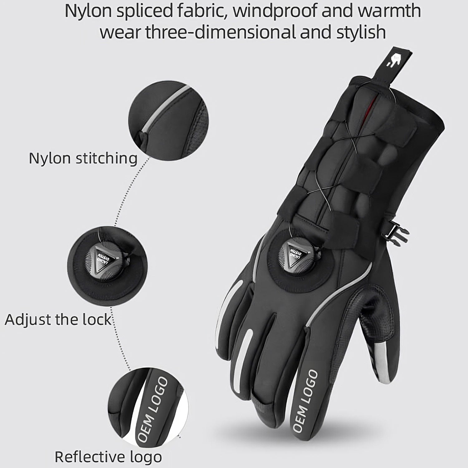 ROCKBROS Thermal Windproof Touchscreen Adjustable Winter Ski Gloves