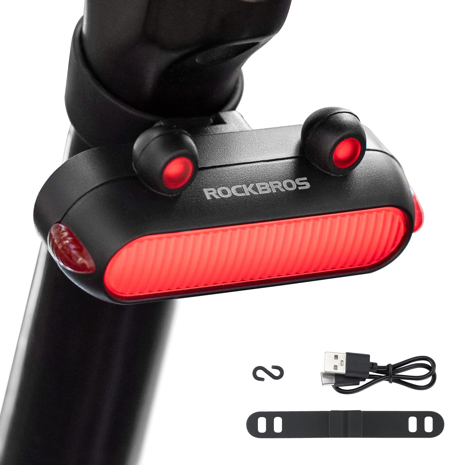 ROCKBROS  USB Rechargeable Waterproof LED Bike Rear Tail Light with 5 Modes 