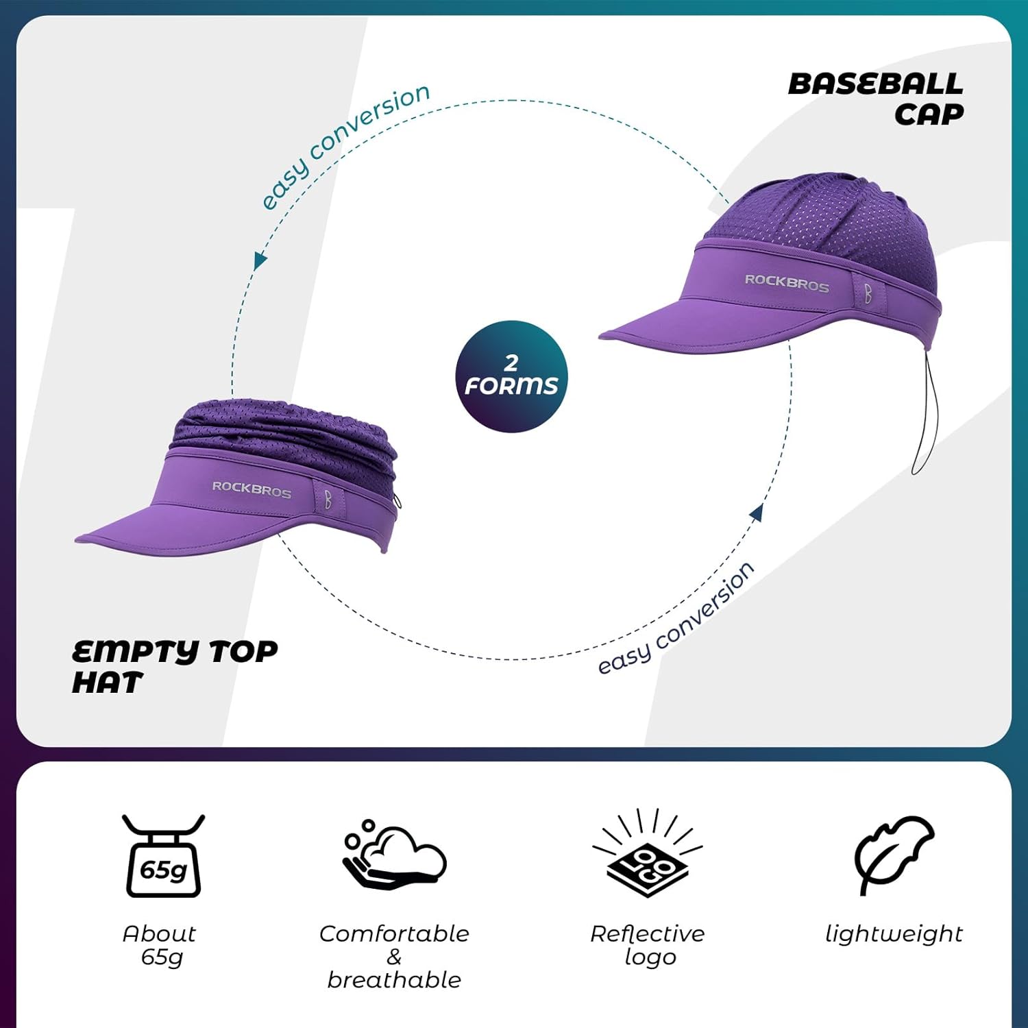 ROCKBROS UV Protection Lightweight Breathable Cycling Cap #Color_Purple