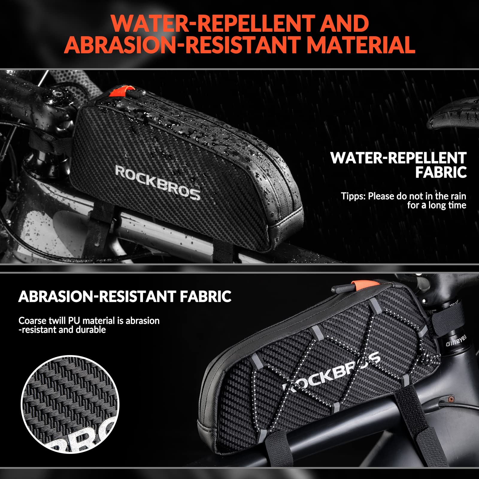 ROCKBROS Ultralight Bike Frame Bag Waterproof & Reflective Top Tube Bag