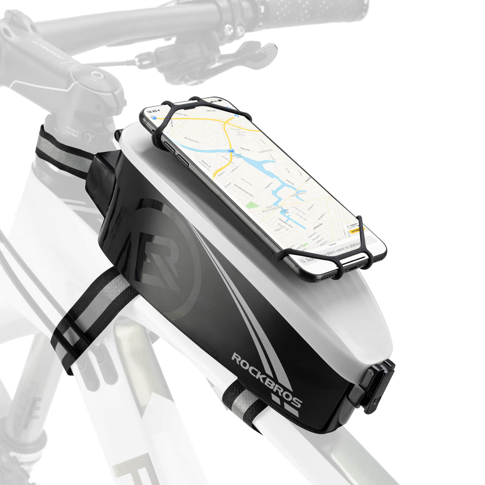 ROCKBROS Waterproof Bicycle Phone Bag & Handlebar Holder #Color_White