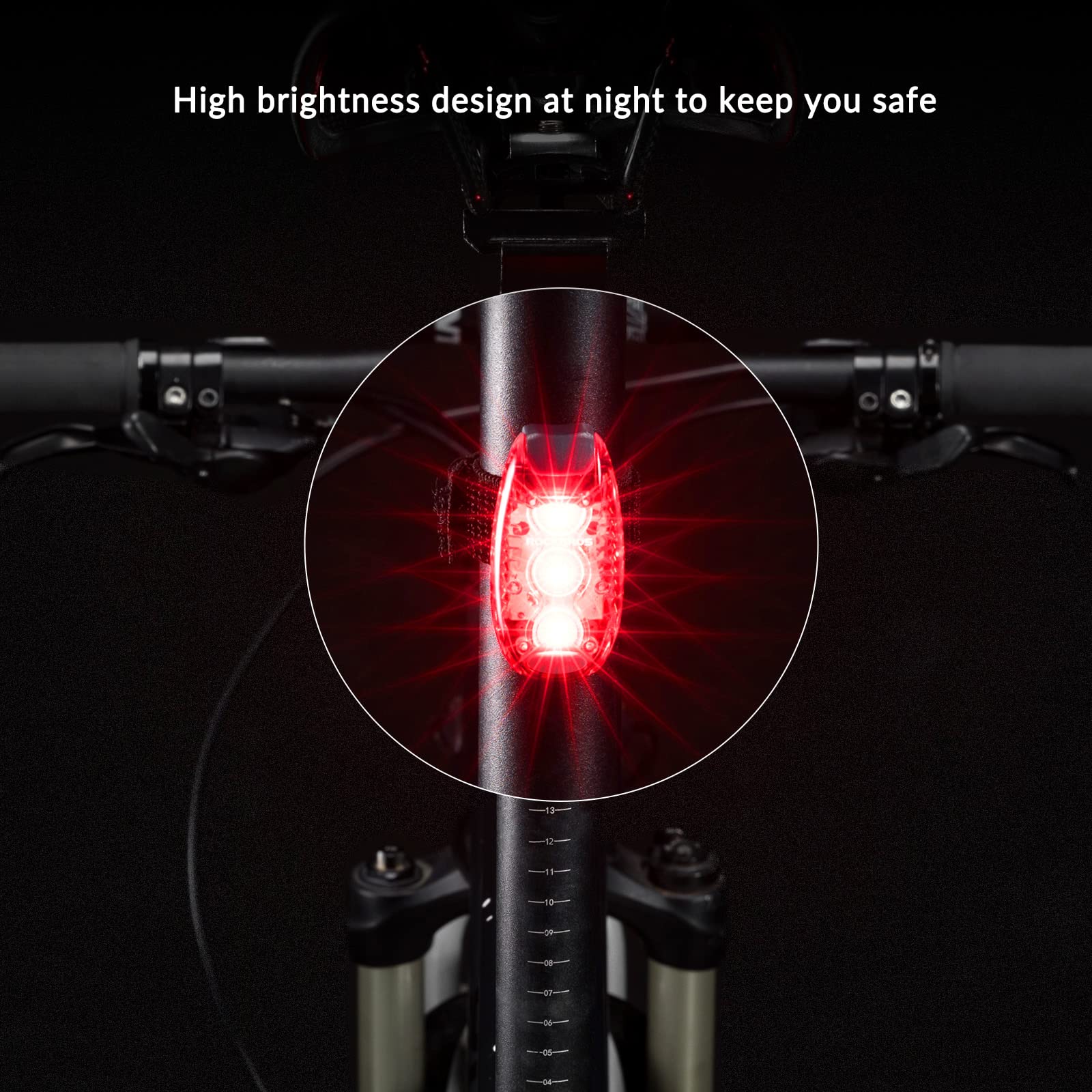 ROCKBROS Waterproof Bike Rear Tail Lights 2 Pack with 3 Light Modes