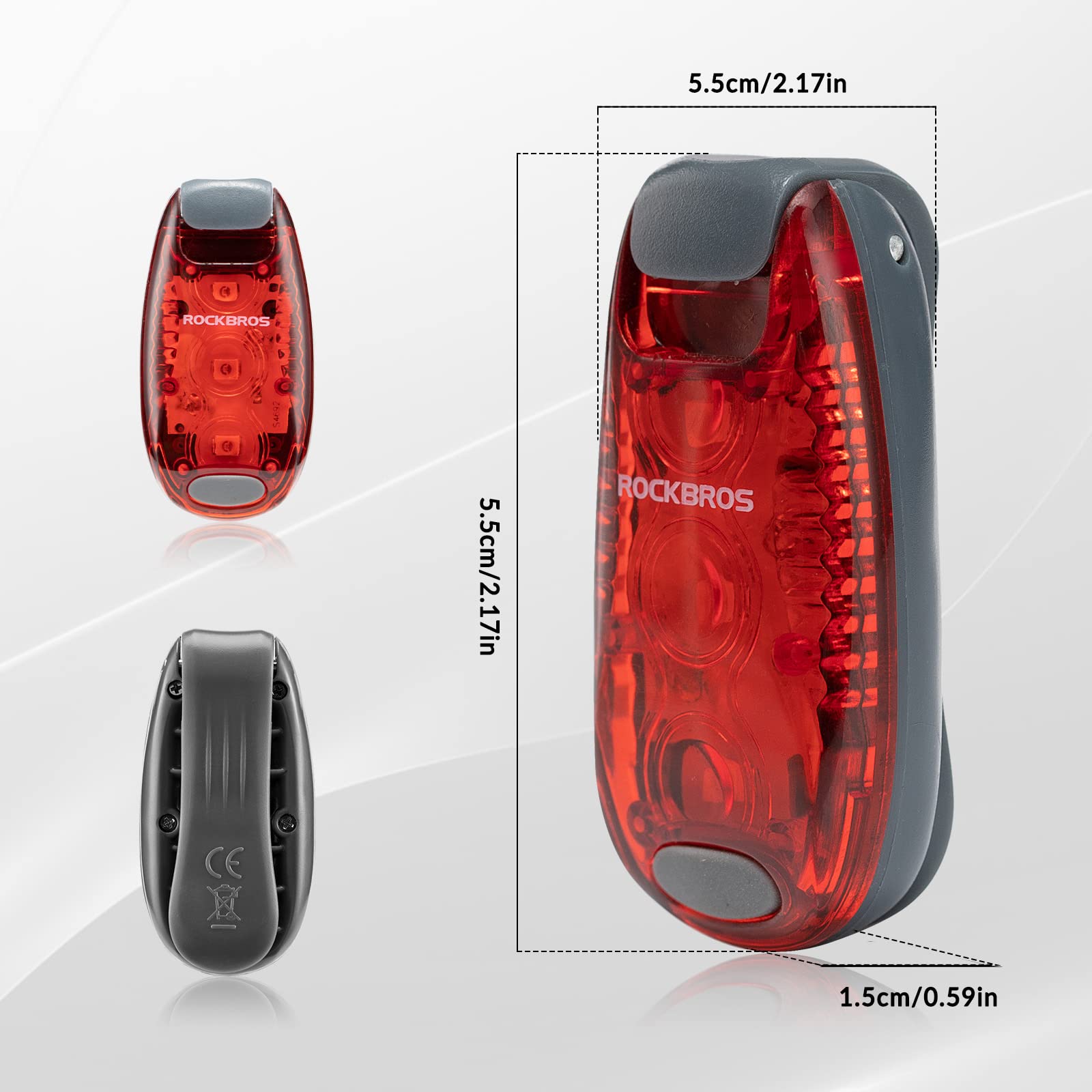 ROCKBROS Waterproof Bike Rear Tail Lights 2 Pack with 3 Light Modes