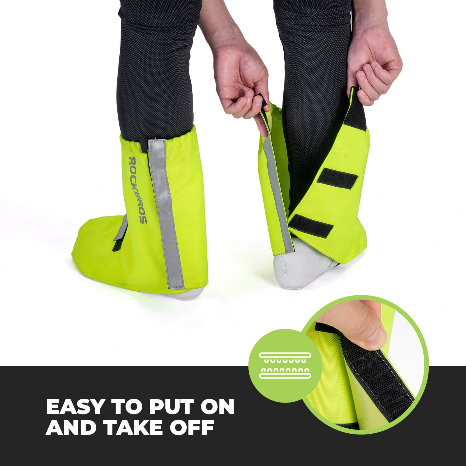 ROCKBROS Waterproof Windproof Cycling Overshoes Reflective Bike Shoe Covers #Color_Lemon Green