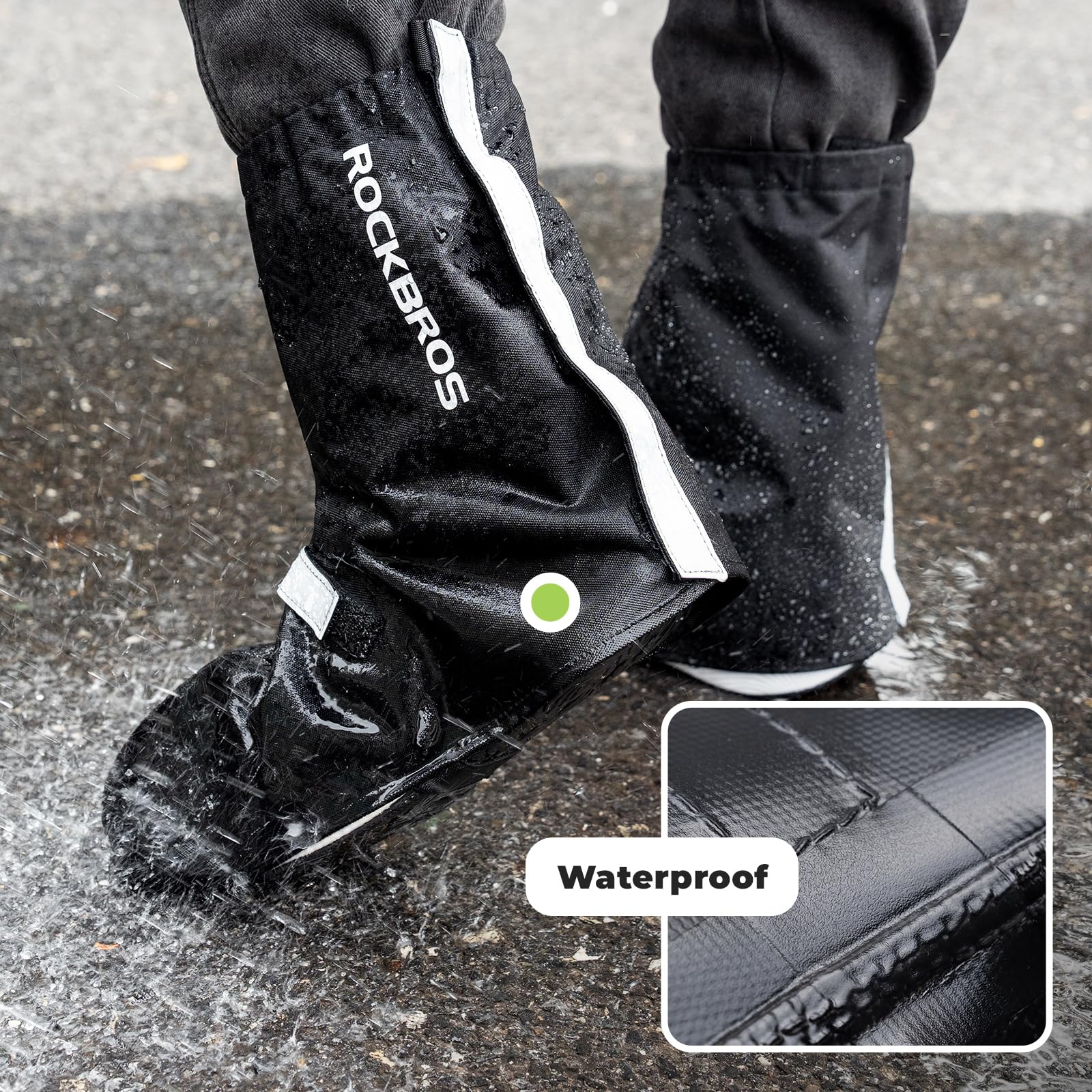 ROCKBROS Waterproof Windproof Cycling Overshoes Reflective Bike Shoe Covers #Color_Black