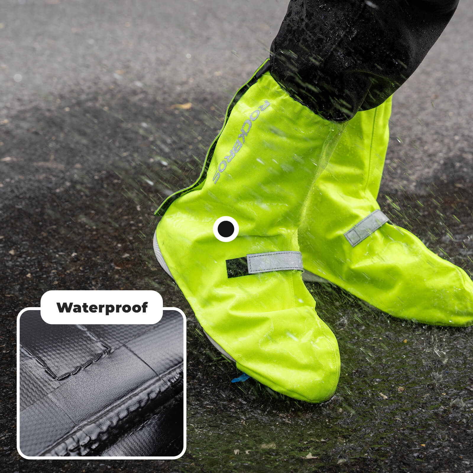 ROCKBROS Waterproof Windproof Cycling Overshoes Reflective Bike Shoe Covers #Color_Lemon Green