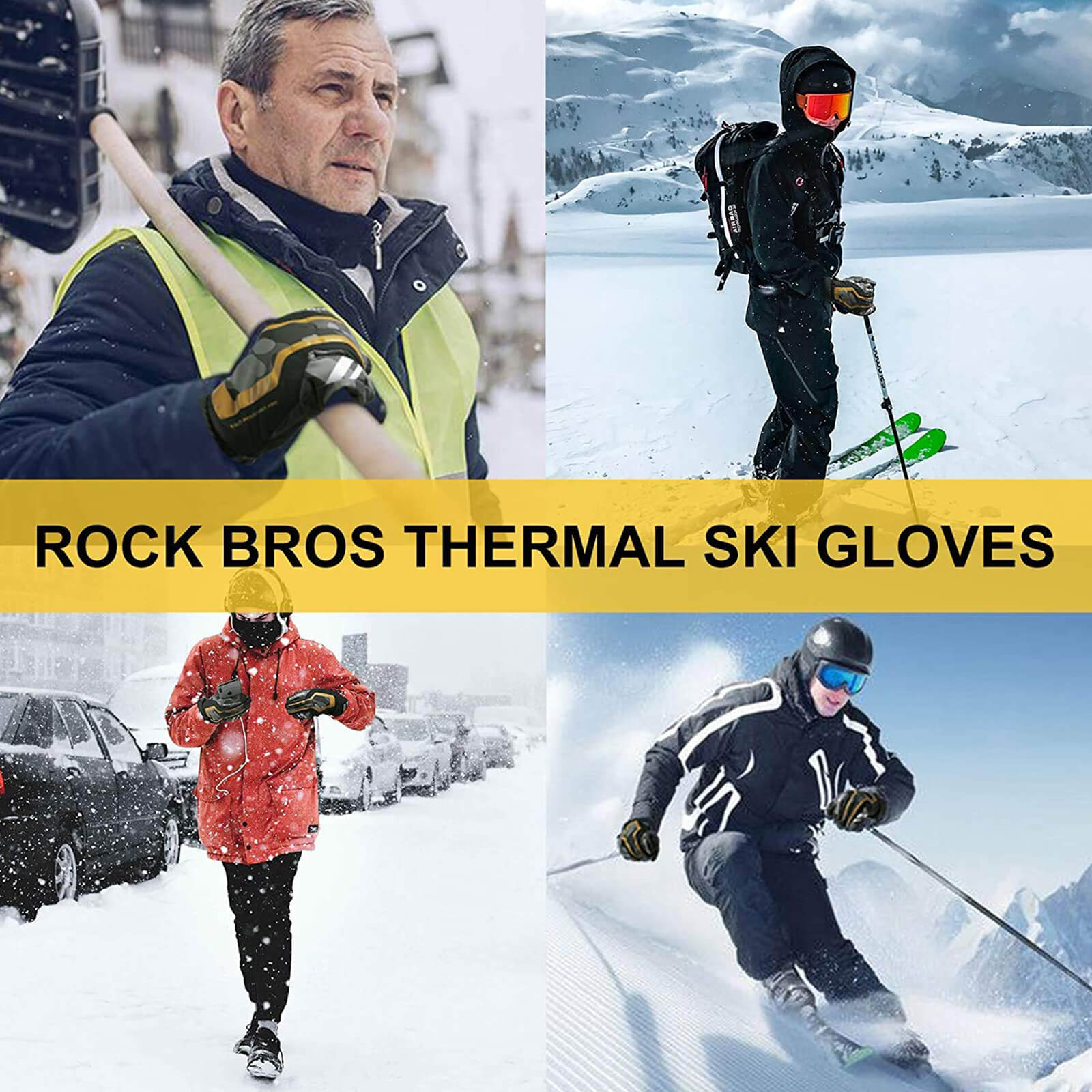 ROCKBROS Waterproof Winter Gloves Touchscreen Thermal Windproof Extra Warm