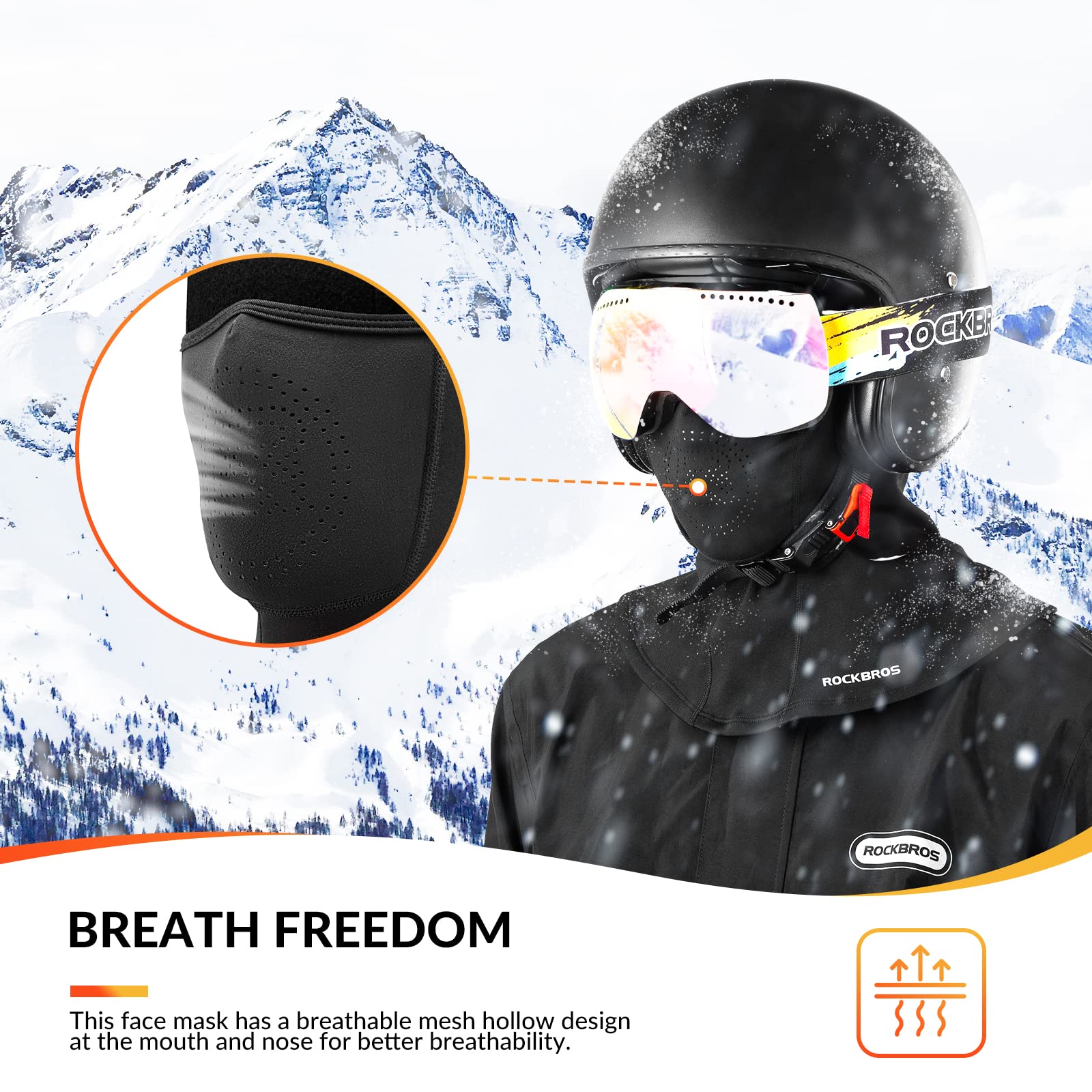 ROCKBROS Windproof Balaclava Mask for Winter Skiing & Motorbike Riding